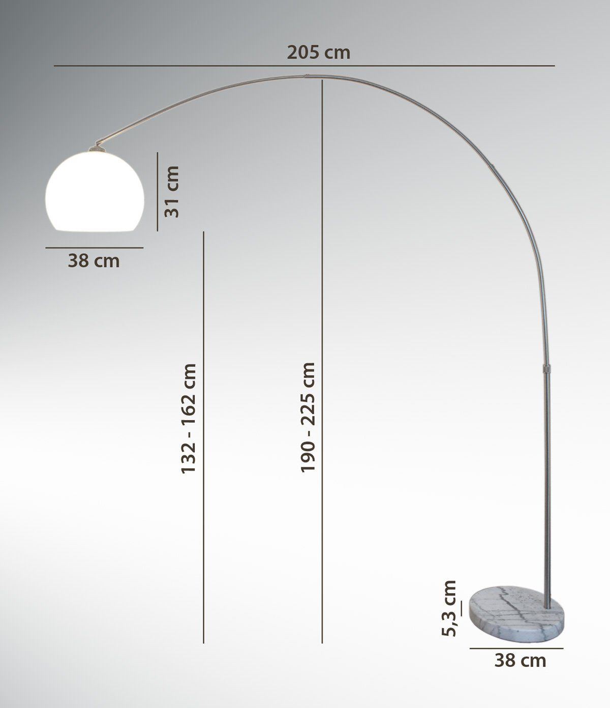 Kiom Lilli mit weiß nicht Ausladung, Stehlampe inklusive, abhängig Bogenleuchte Fußdimmer, mit Leuchtmittel weiter Leuchtmittel XL