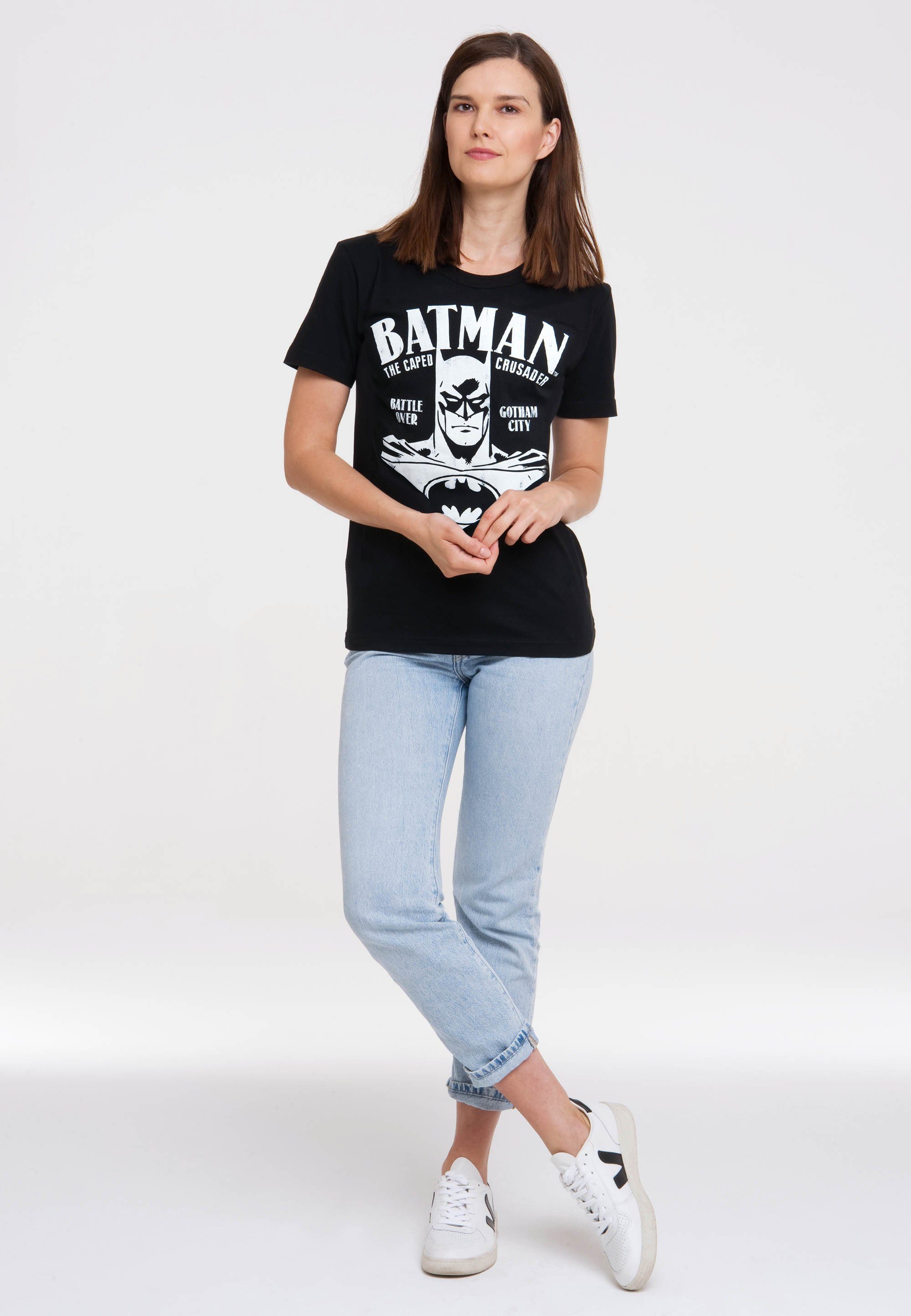 Batman Print Superhelden mit Portrait T-Shirt LOGOSHIRT -