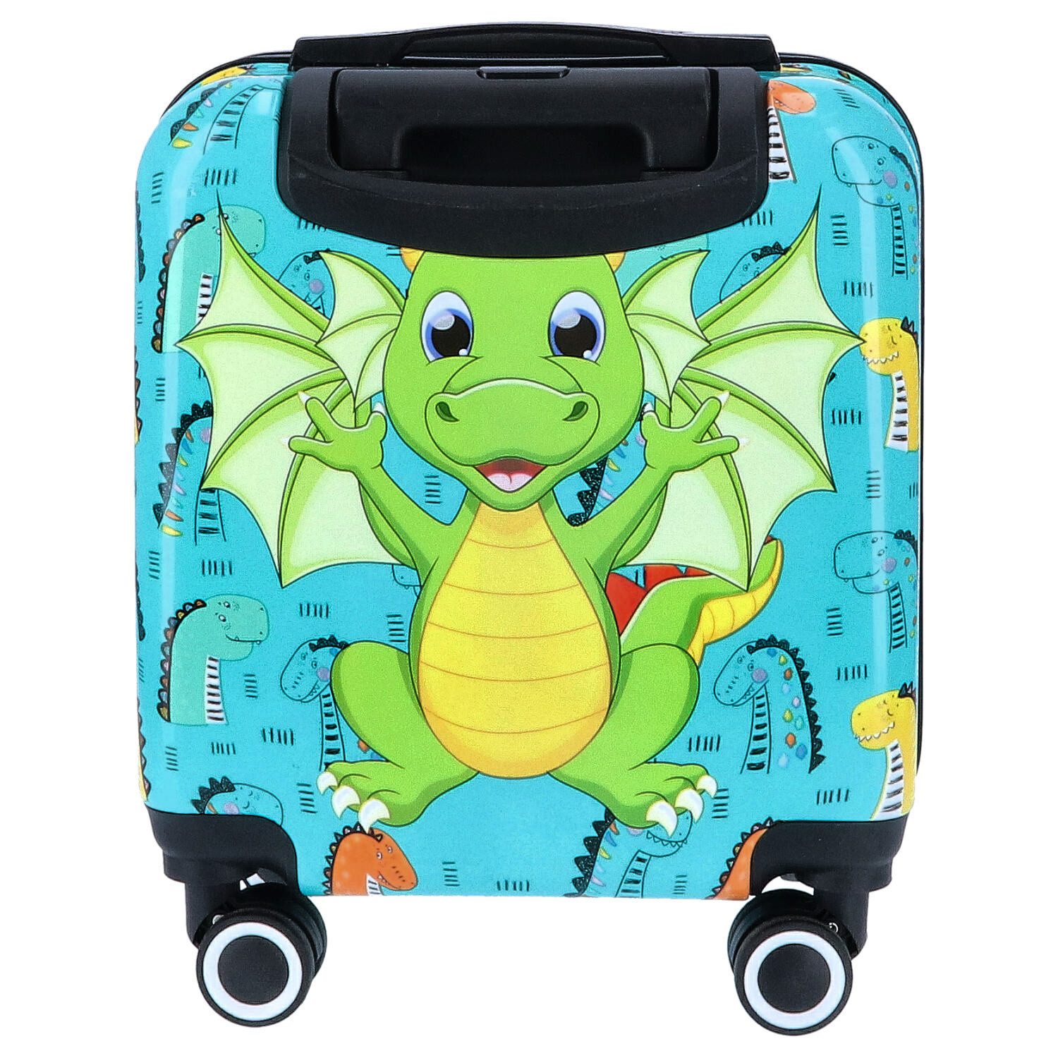 TheTrueC Koffer TheTrueC Kindertrolley 4 Rollen Dino grün