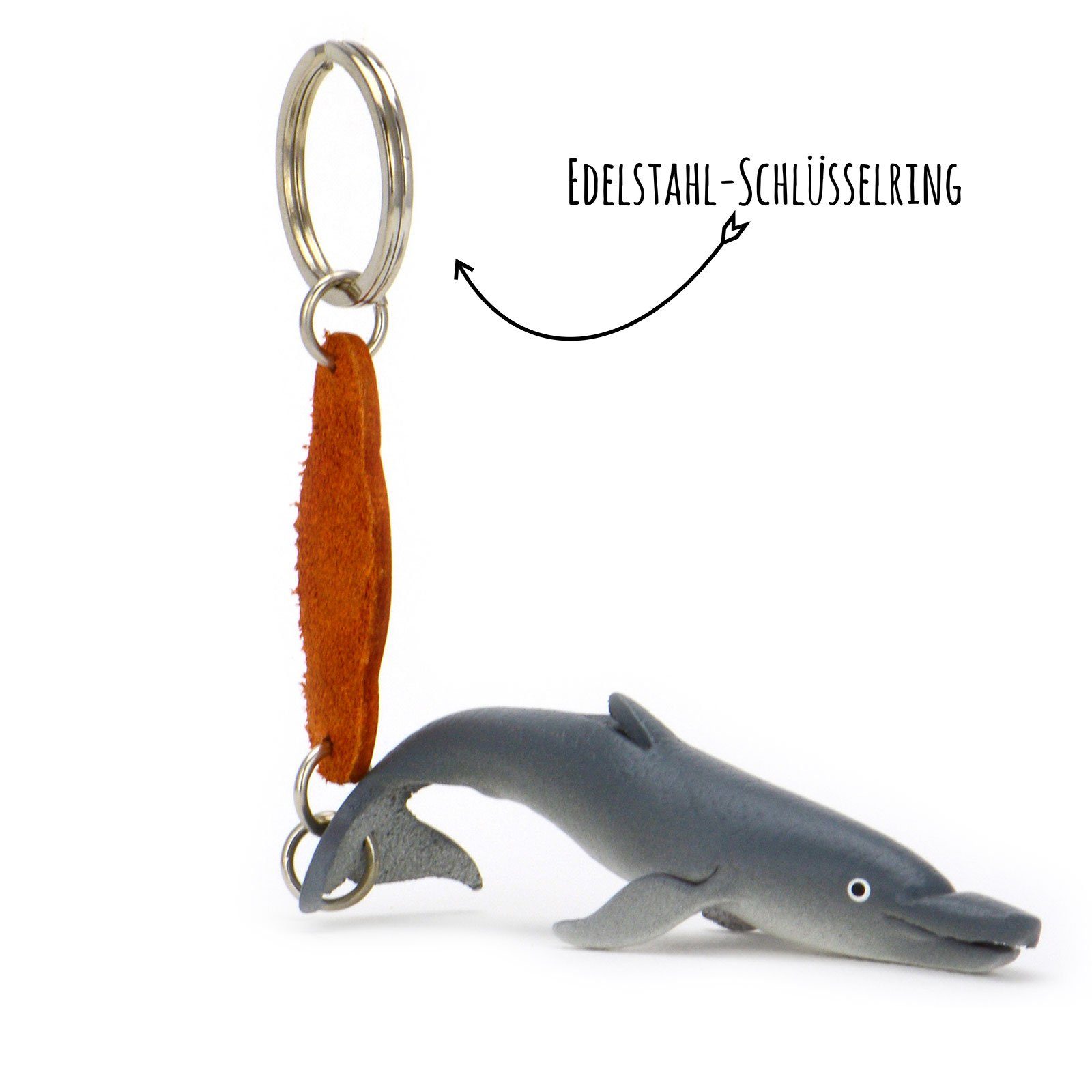 Kinder Accessoires Monkimau Schlüsselanhänger Delfin Schlüsselanhänger Leder Tier Figur (Packung)