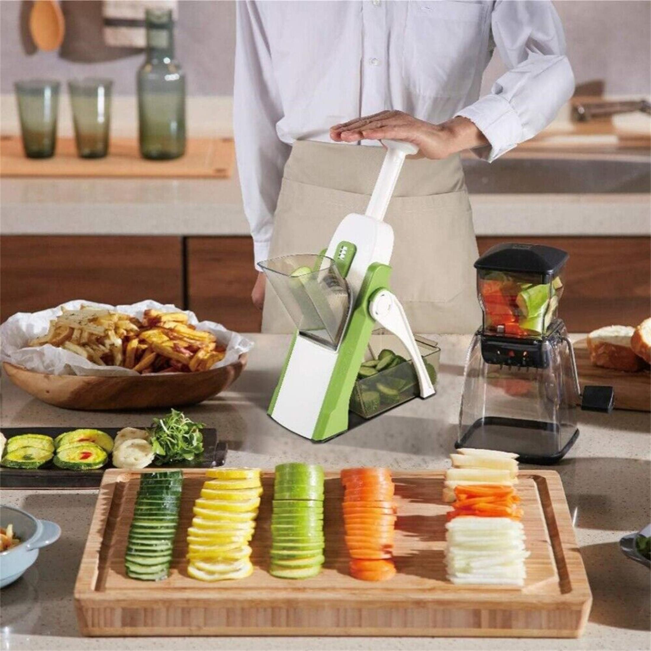Luckice Gemüseschneider Multifunktionaler Gemüseschneider, manuell, für Salat, Kartoffeln, Pommes & Käse, Küchenhelfer – Bild 2 von 5