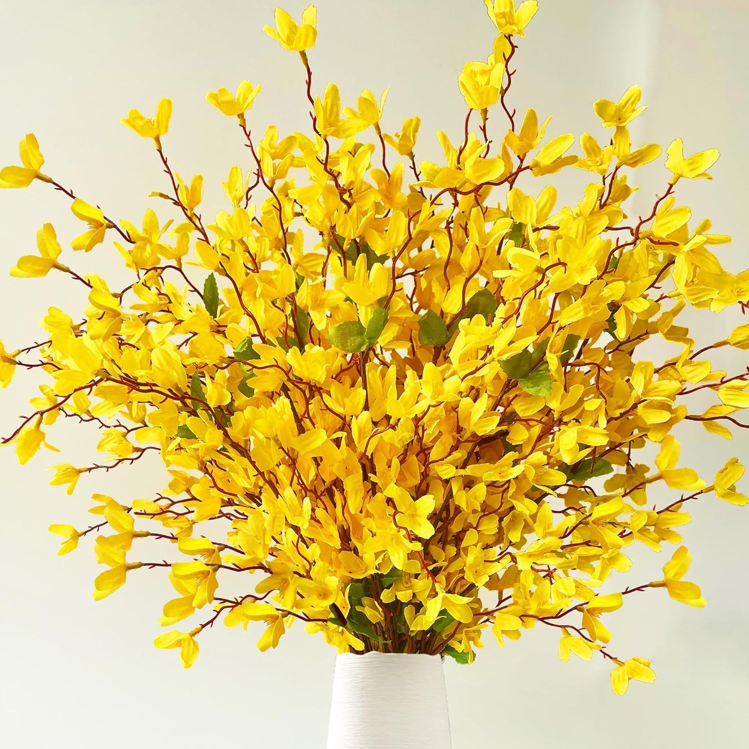 Kunstblumenstrauß 2er Set Forsythien-Kunstzweige – 60 cm gelbe Frühlingsblumen, FOUORTUNATE-BEE, Künstliche Forsythien für Oster- und Frühlingsdekoration