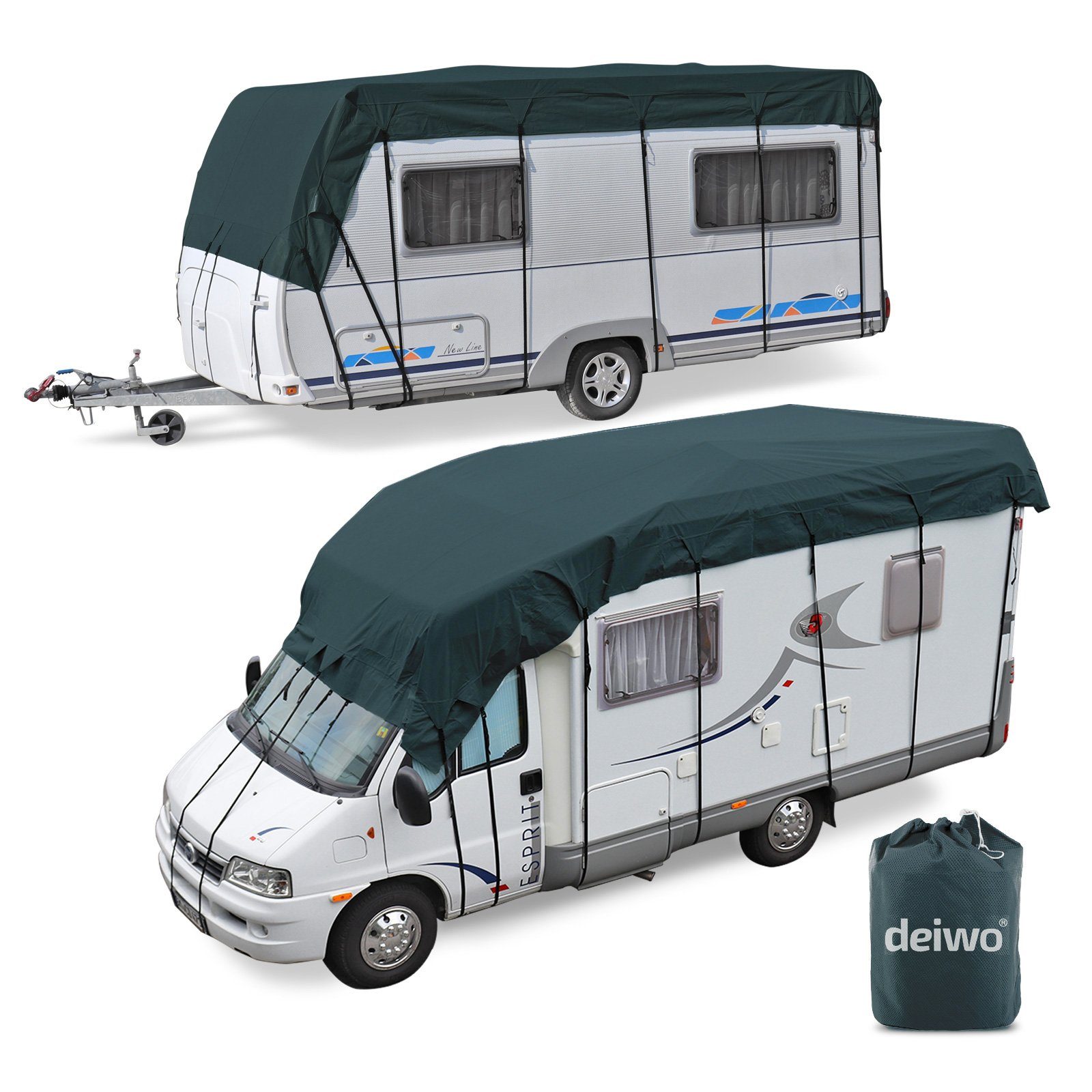 deiwo Wohnwagenschutzhülle Wohnwagen & Wohnmobil Schutzdach 8 x 3 m vierlagig