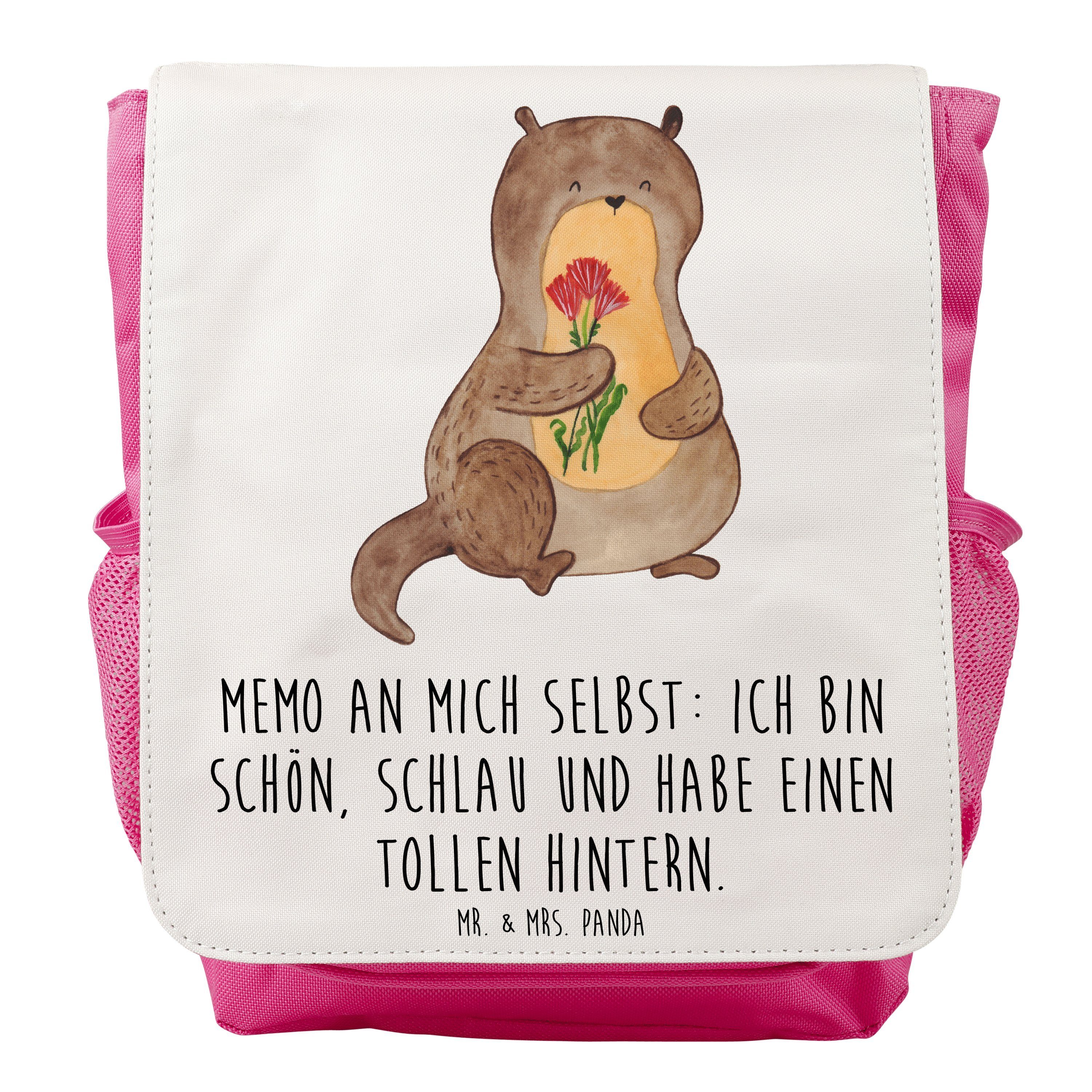 Rucksack, Otter - Mr. Mädchen Mrs. Seeotter, Geschenk, Panda & Weiß Kinderrucksack Ott - Blumenstrauß