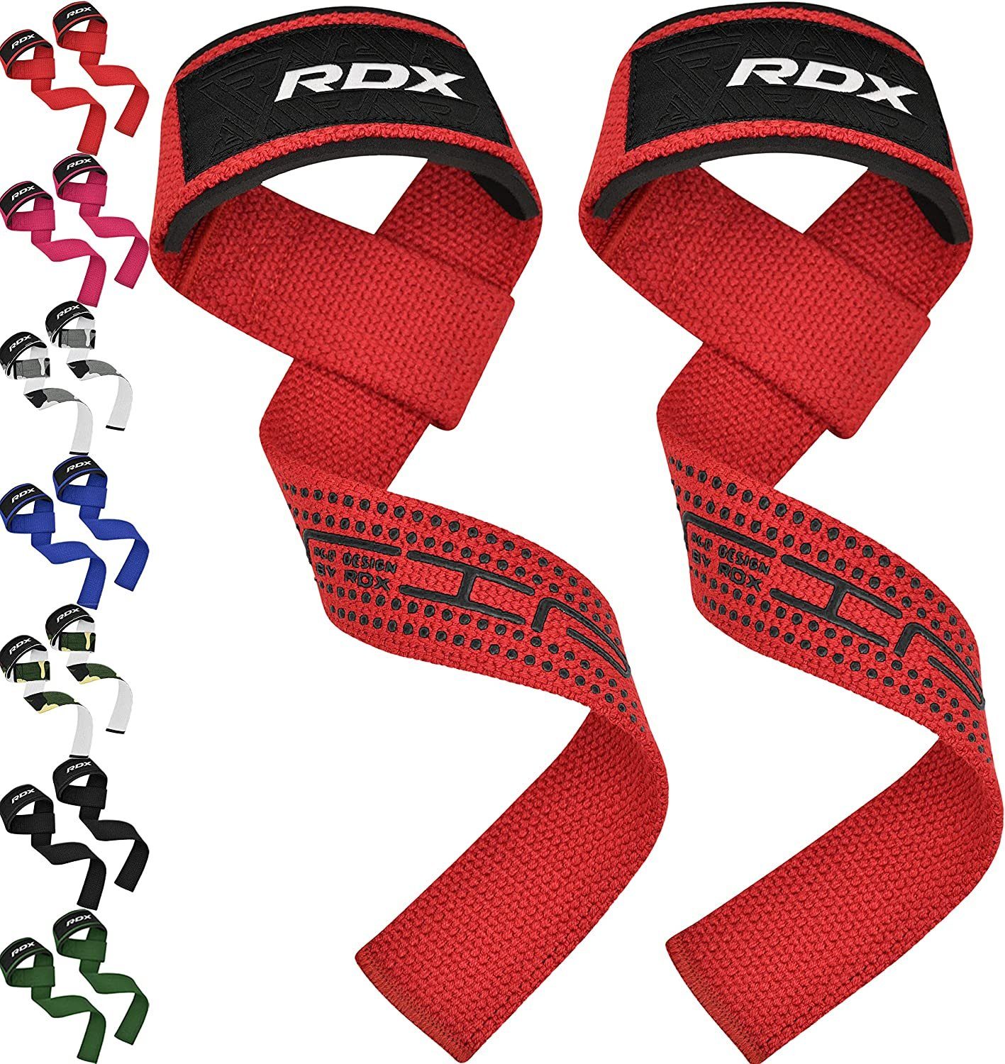 RDX Handgelenkschutz RDX Lifting 60 Red Dotted cm Straps Strength lange Training, professionelle