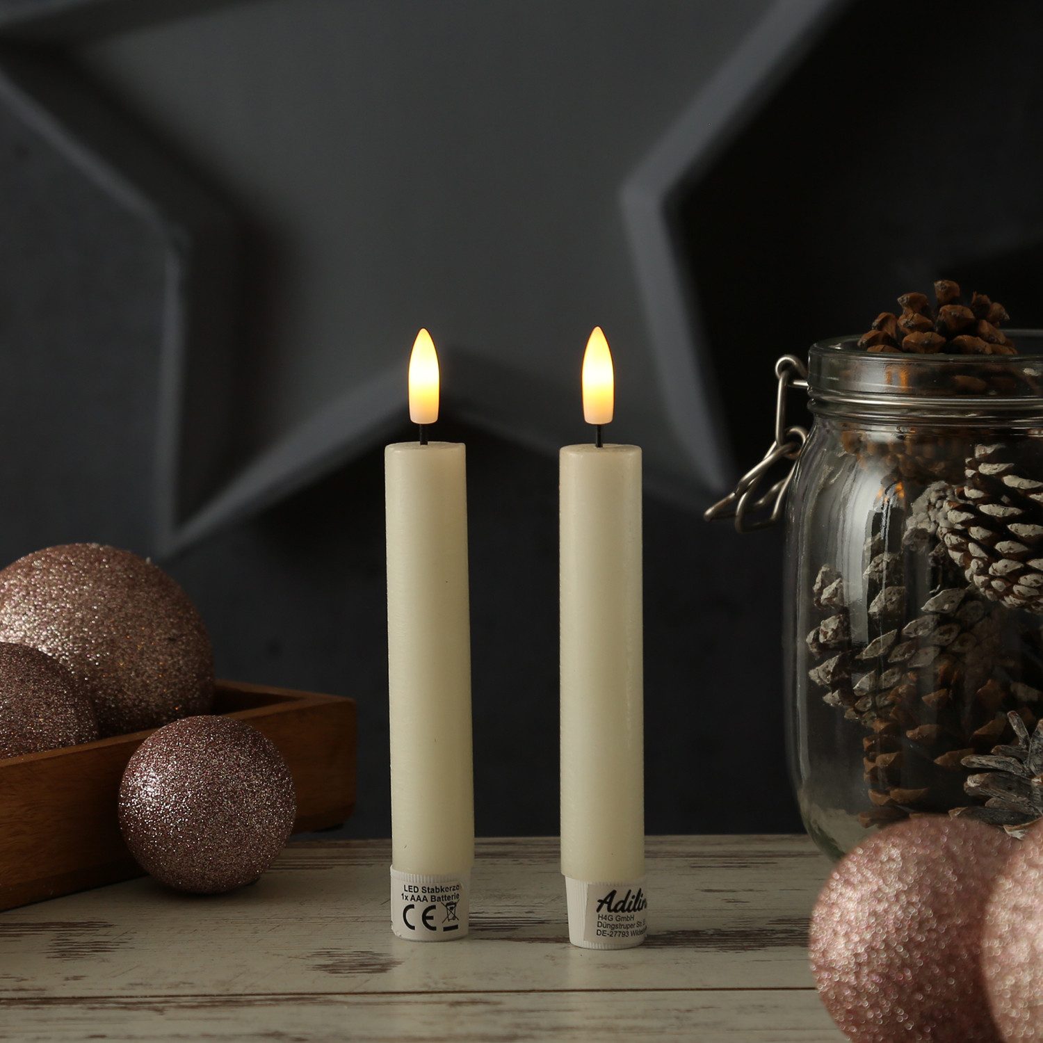 Adilina LED-Kerze LED Stabkerzen Tafelkerzen Dinner Spitzkerzen rustikal 16 günstig online kaufen