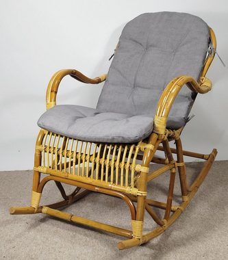 Rattani Schaukelstuhl Rattan Schaukelstuhl Semanbo Rocking Chair + Polster