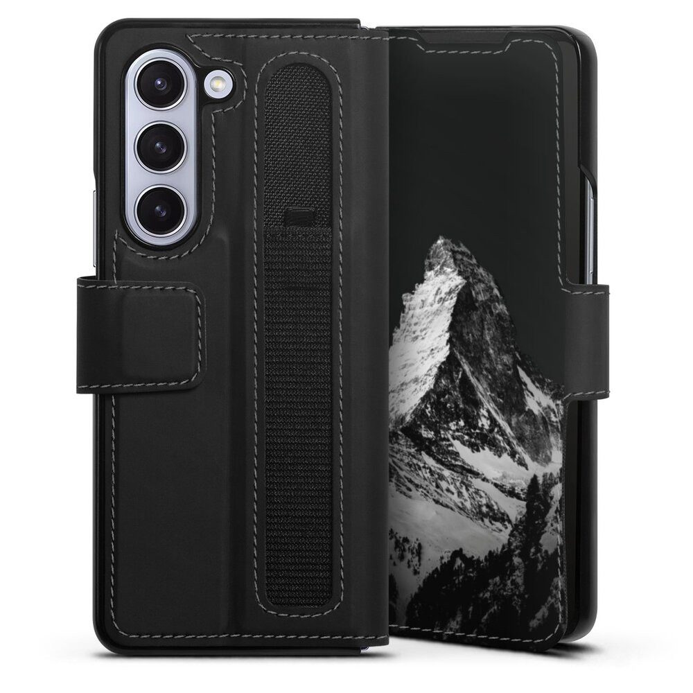DeinDesign Handyhülle Berg Schnee Alpspitze Snow Capped Mountains Grayscale, Samsung Galaxy Z Fold 5 Hülle Handy Flip Case Wallet Cover