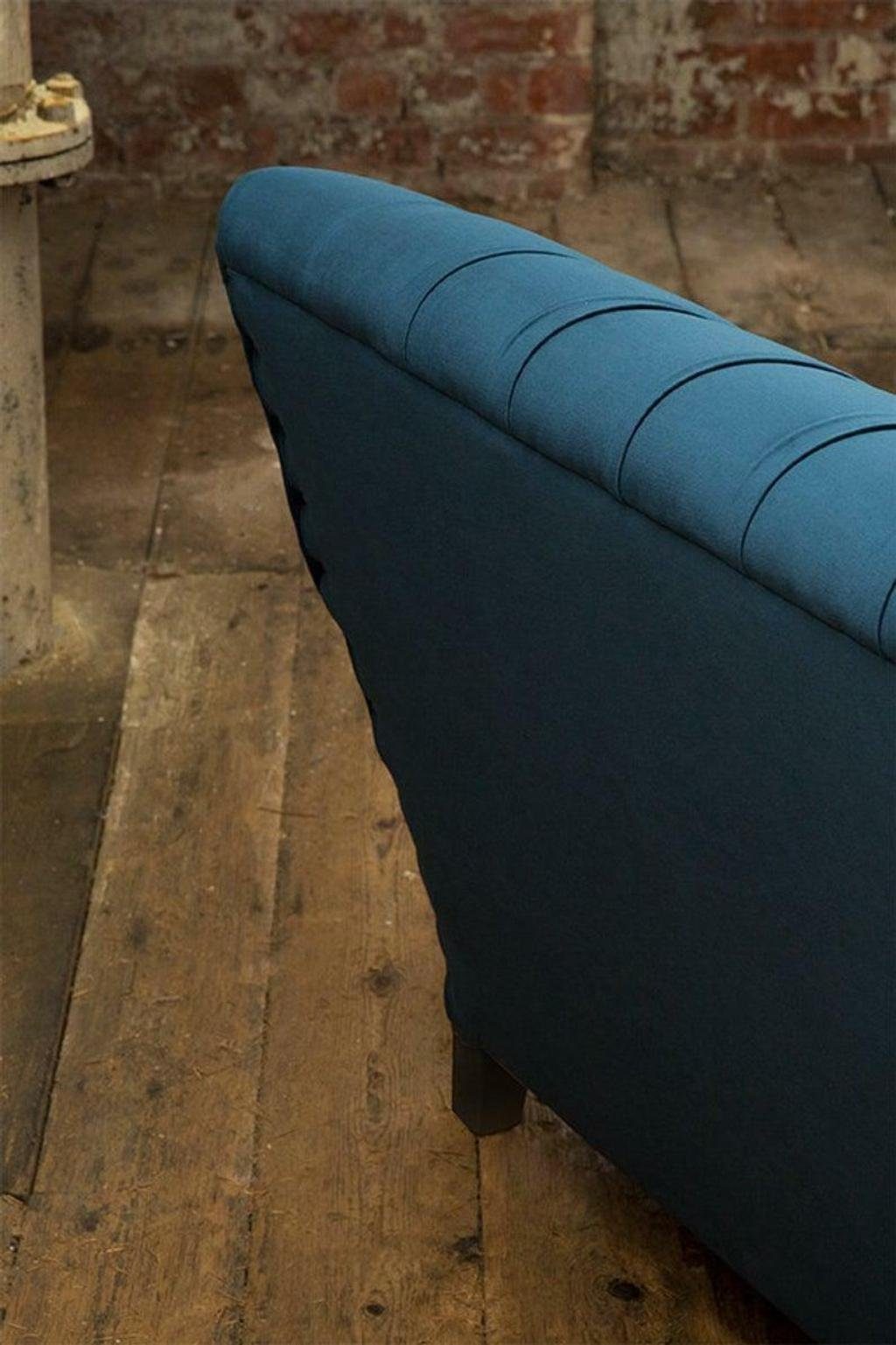 JVmoebel Chesterfield-Sofa, Blaue Chesterfield Couchen Sitzer 4 Big Couch Textil Sofa XXL