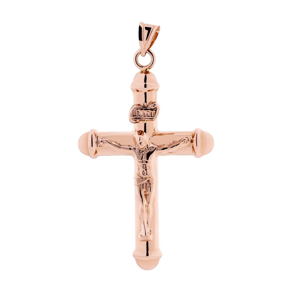 Golders Kreuzanhänger Anhänger aus 585 Rotgold mit Jesus Christus (1-tlg), 585 Rotgold Goldschmuck