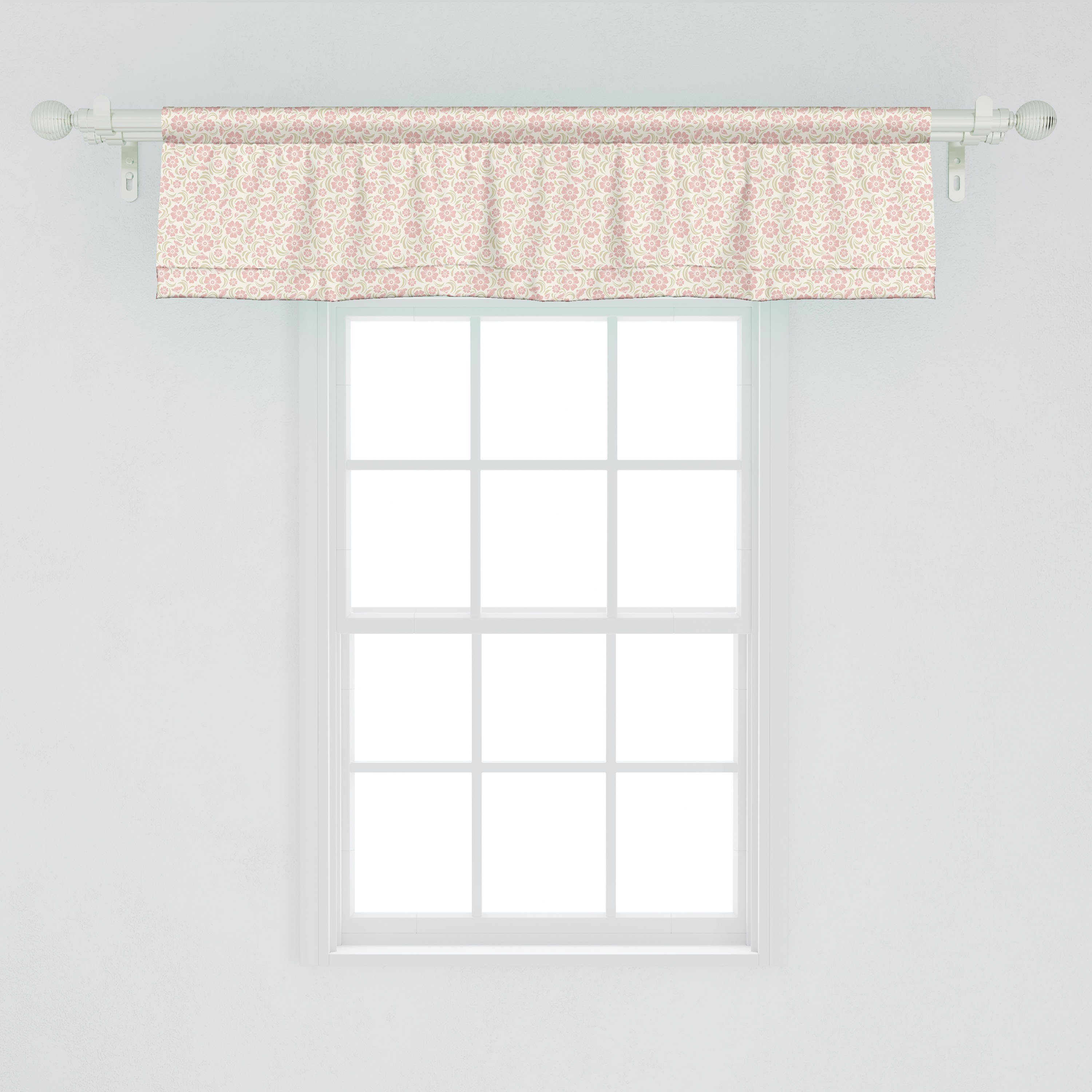 Altmodische Vorhang für Microfaser, Stangentasche, Blumen Schlafzimmer Dekor Abakuhaus, mit Blume Volant Scheibengardine Küche