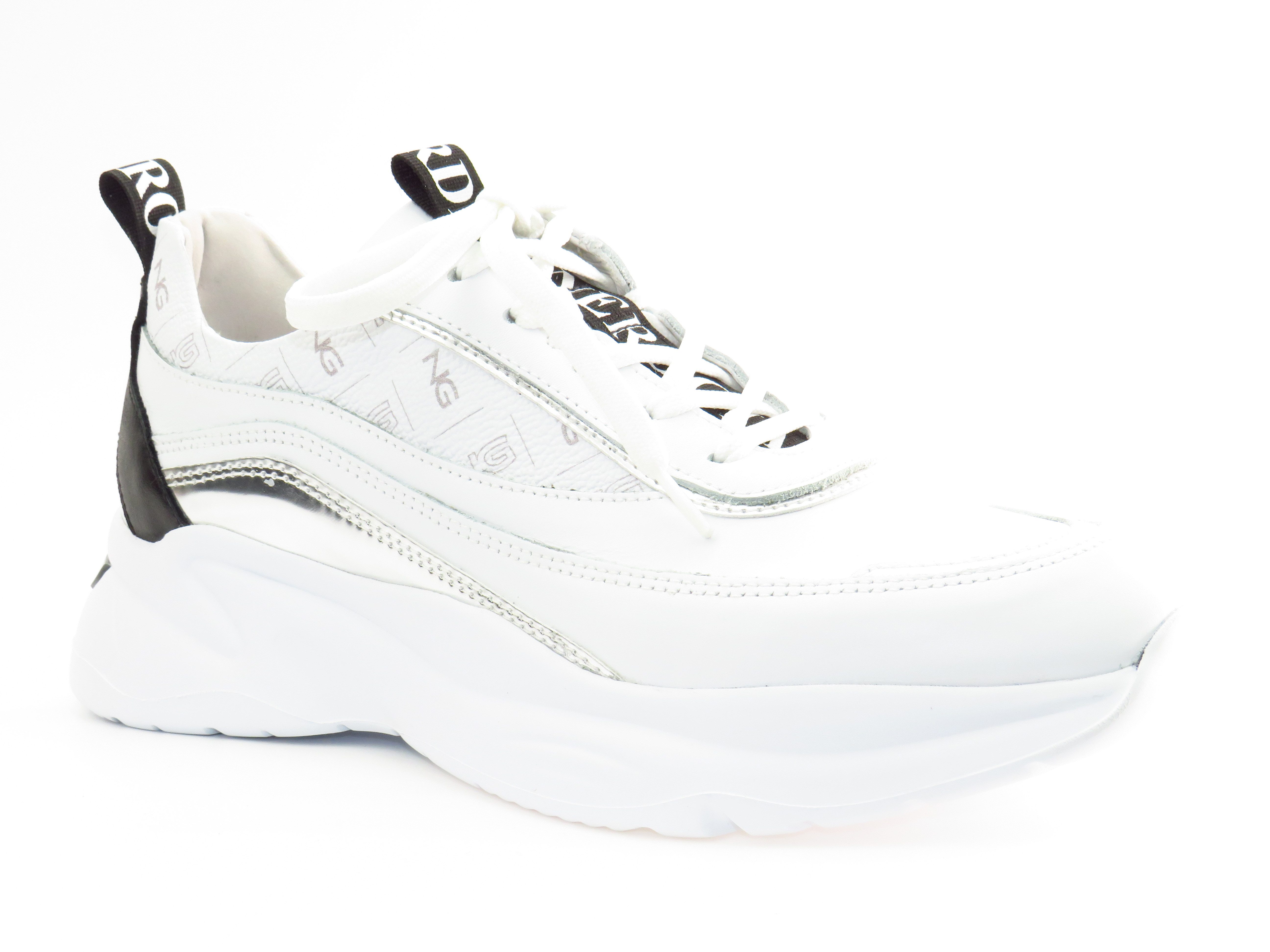 weiss silber print Sneaker