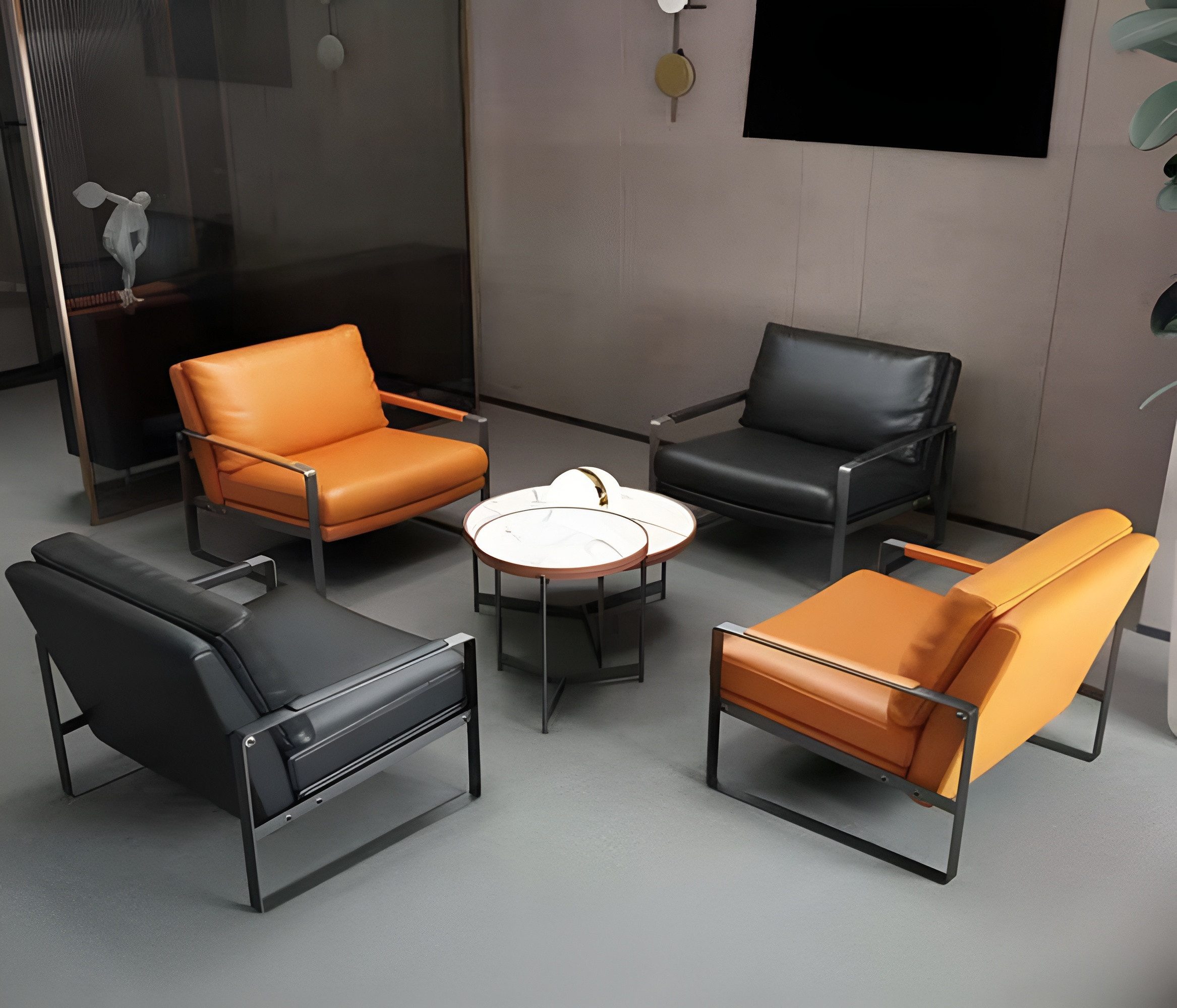 Xlmoebel Loungesessel Elegante Polstersessel aus Luxusleder im modernen Design (4-St., 4x Sessel), Hergestellt in Europa