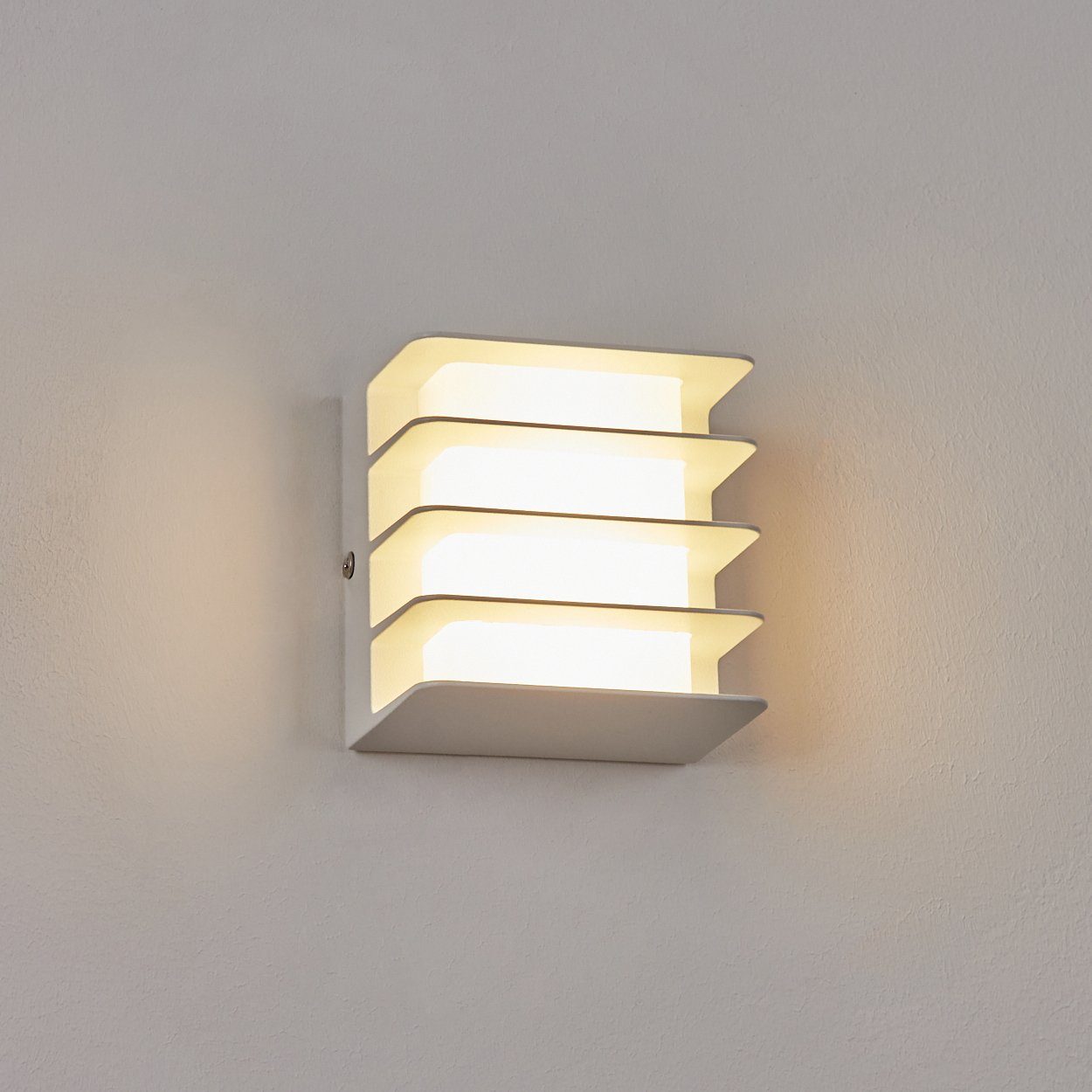 Wandleuchte hofstein LED Weiß, 14,5 Wandlampe Außen-Wandleuchte moderne 3000 in 700 für wechselbar, aus LED Watt, Balkon/Terrasse, IP54 Lumen, Kelvin, Metall/Kunststoff