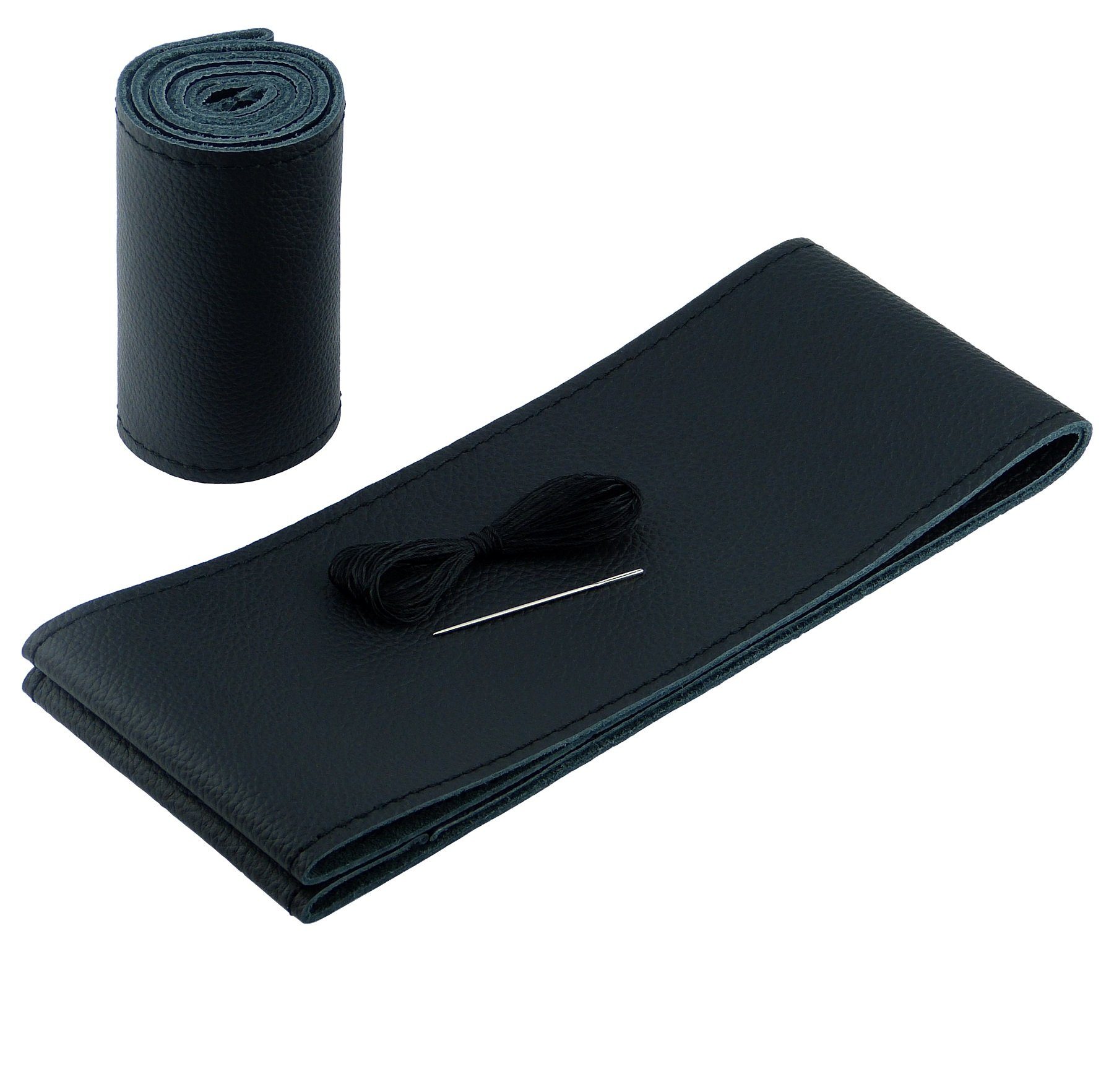 LECO steering wheel cover, steering wheel cover for cars with black stitching, for various VW models, genuine leather