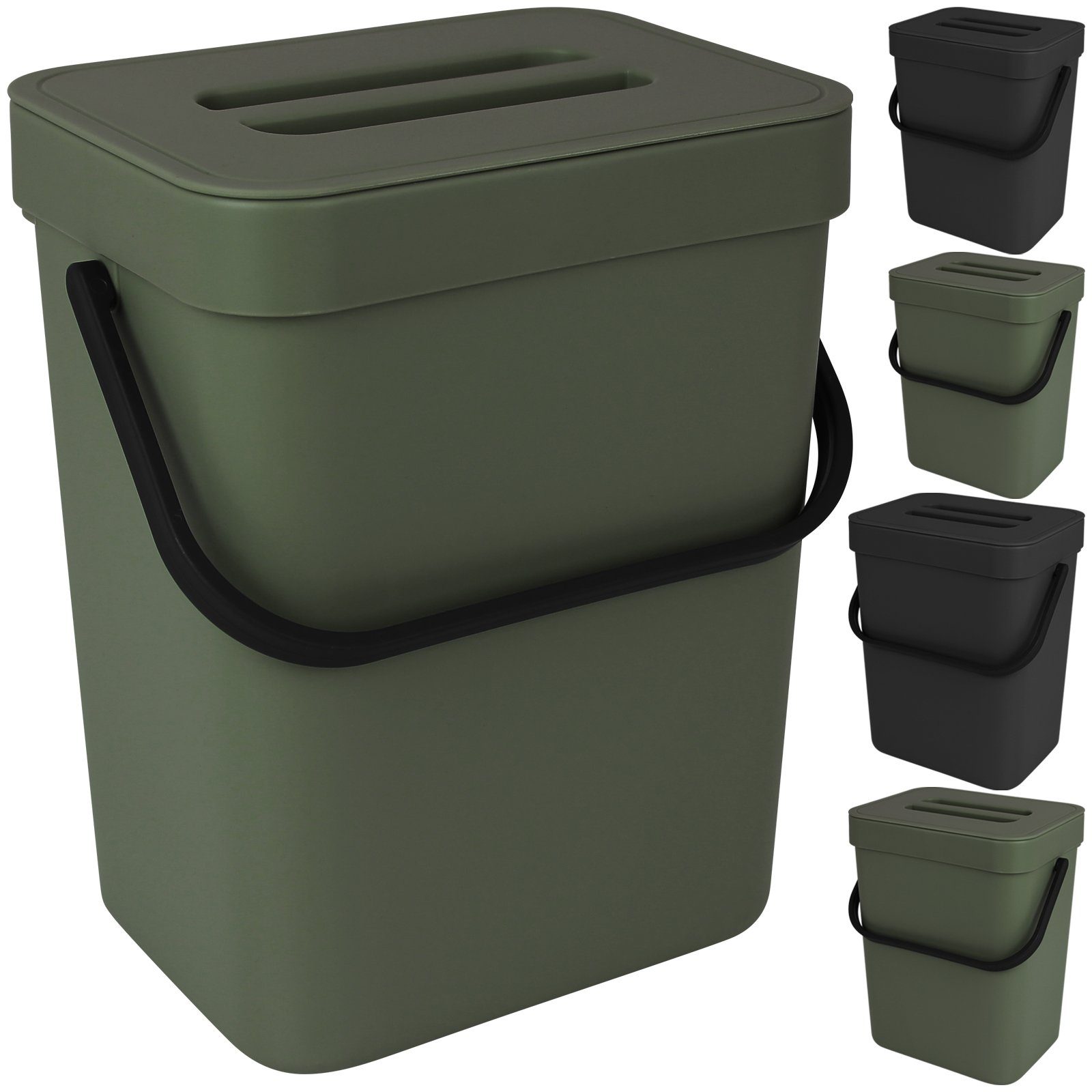 EDCO Mülleimer Küchenabfalleimer mit Farb- und Größenwahl 3L 5L, Abfalleimer Abfallsammler Schranktür Bio Müll Eimer Müllbehälter