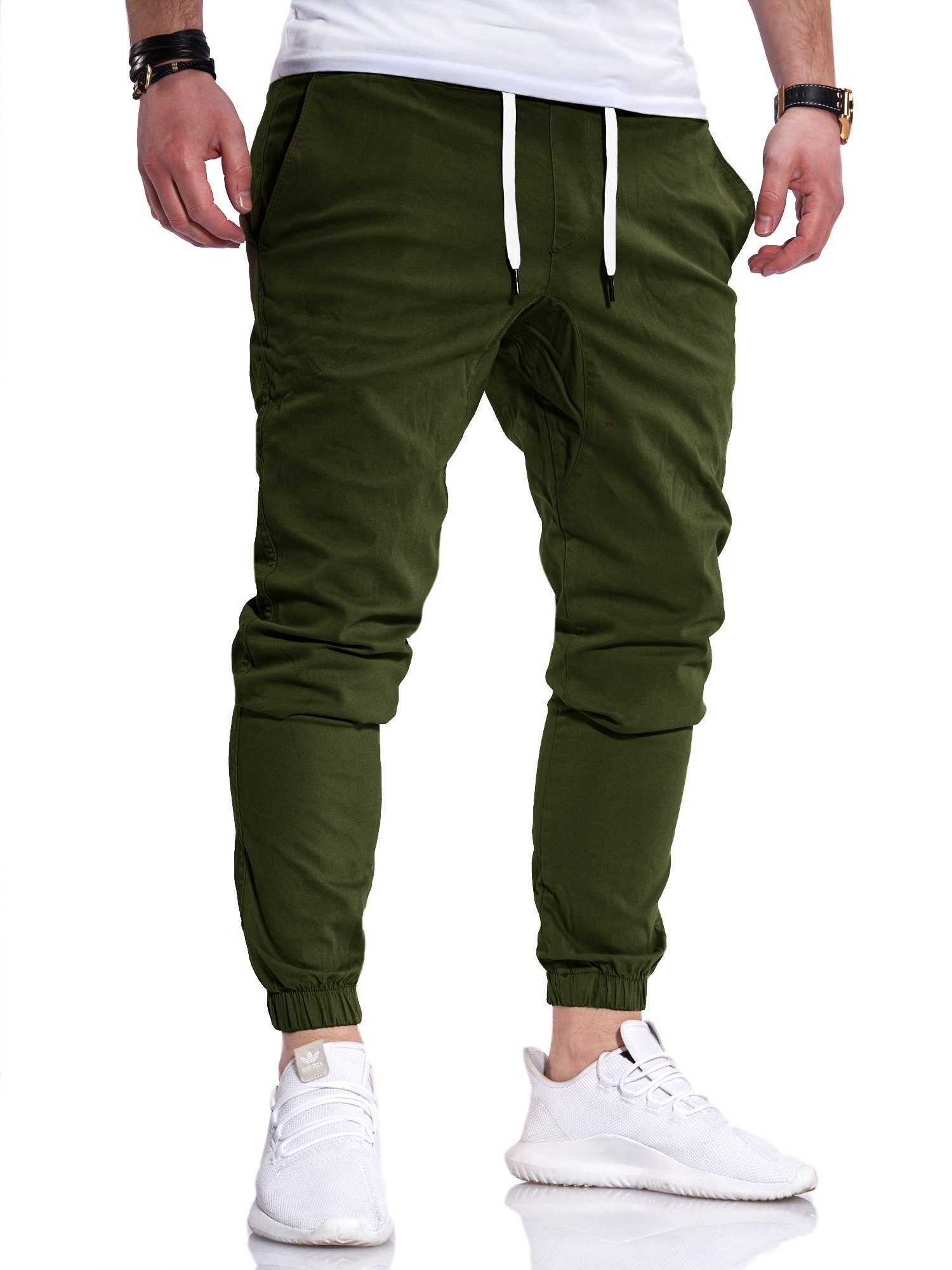 behype Chinohose MPC-60 Jogger-Hose mit elastischem Bund Khaki