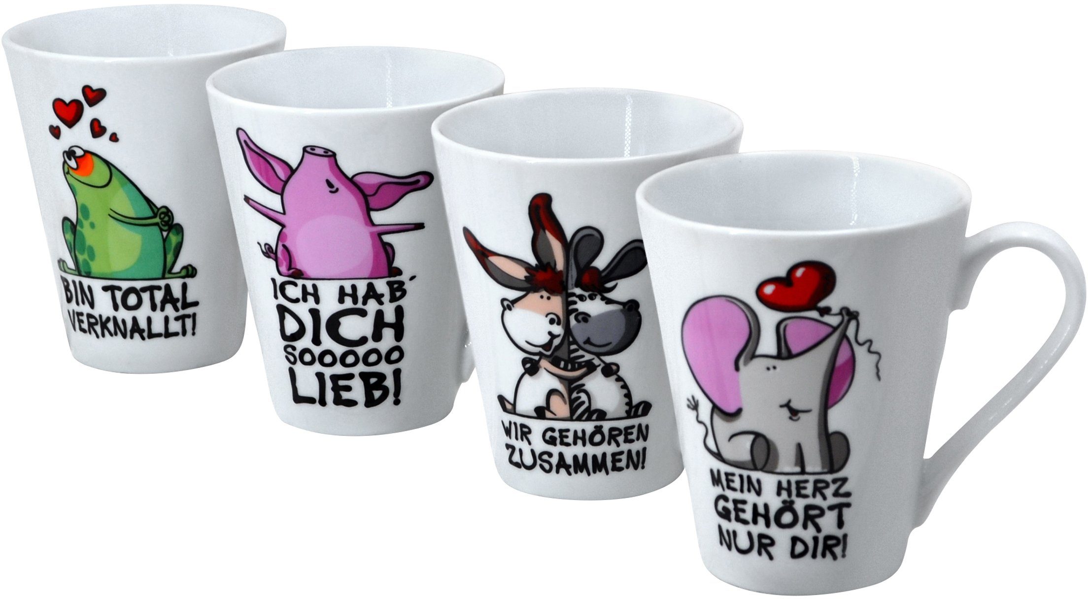 Image of Retsch Arzberg Becher »Tierisch«, Porzellan, mit 4 Dekore-Sprüchen, 4-teilig