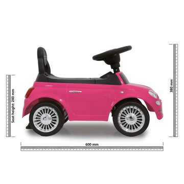 Jamara Rutscherauto Rutscher Fiat 500 pink, mit Kippschutz Sound Hupe Rutschfahrzeug Rutschauto Kinderauto rosa