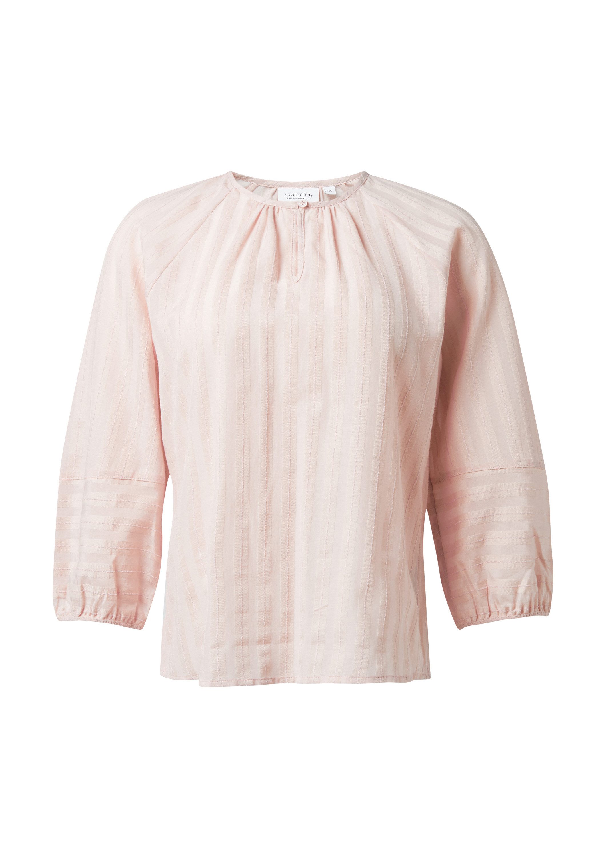 comma Kurzarmbluse Bluse Tunika-Bluse aus Streifen-Jacquard günstig online kaufen