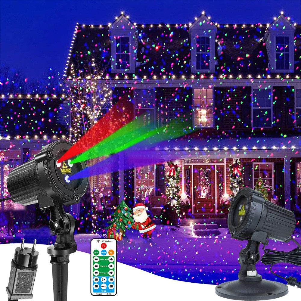 Lapamax Gartenstrahler Projektionslampe Weihnachtsdeko Beleuchtung Strahler Gartenprojektor, Partylicht Laserprojektor Aussen mit Fernbedienung