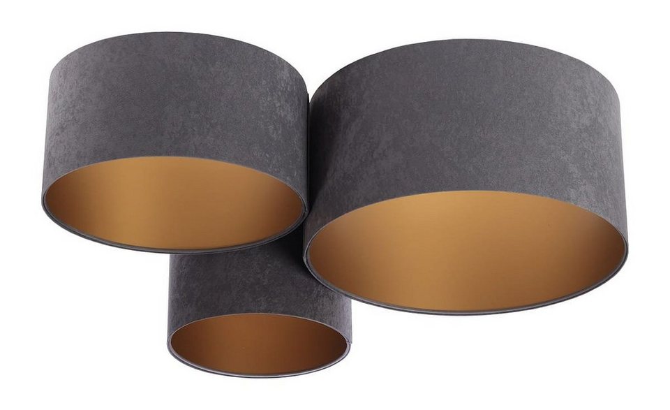 Kiom Deckenleuchte PlaMian dark grey & gold Ø 91cm, Fassung 3x E27,  Leuchtmittel nicht inklusive, Leuchtmittel abhängig