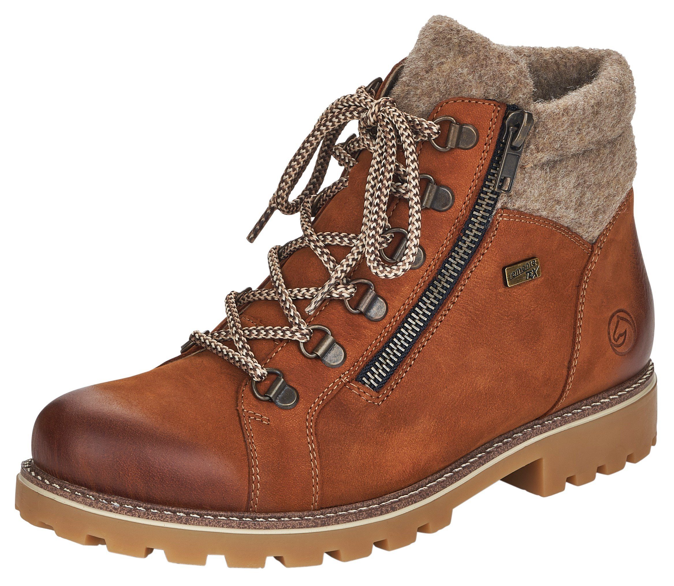 Remonte Winterboots im trendigen Bergsteiger-Look braun-beige | Schnürboots