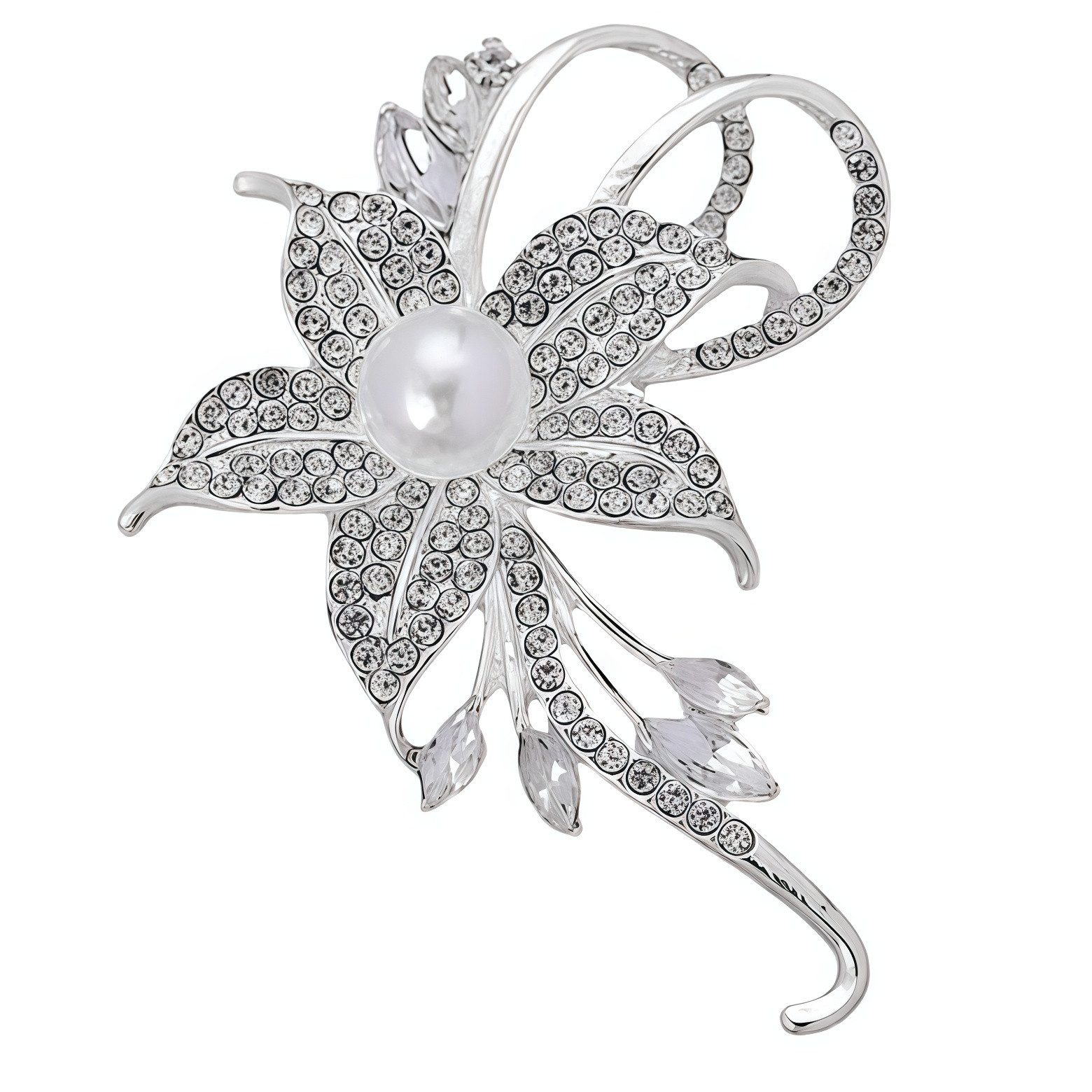 FOUORTUNATE-BEE Brosche Kristall-Blumenbrosche für Damen mit Strass & Geschenkbox, Elegante Strass-Brosche für Partys, Hochzeiten und festliche Anlässe