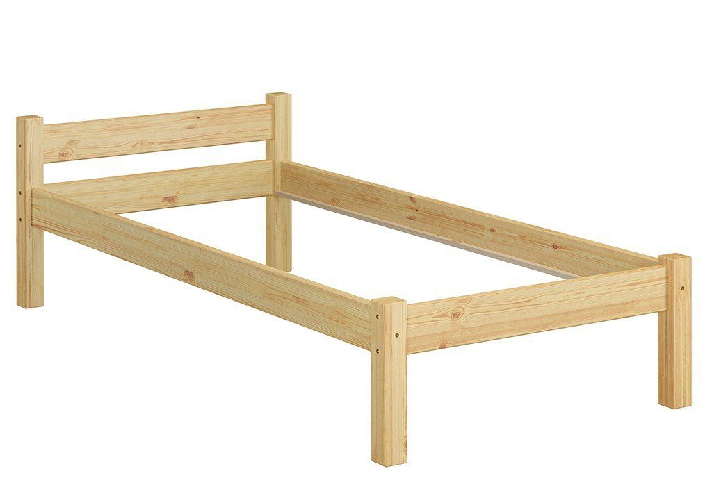ERST-HOLZ Bett Bettgestell Massive Kiefer 90 x 200, Kieferfarblos lackiert