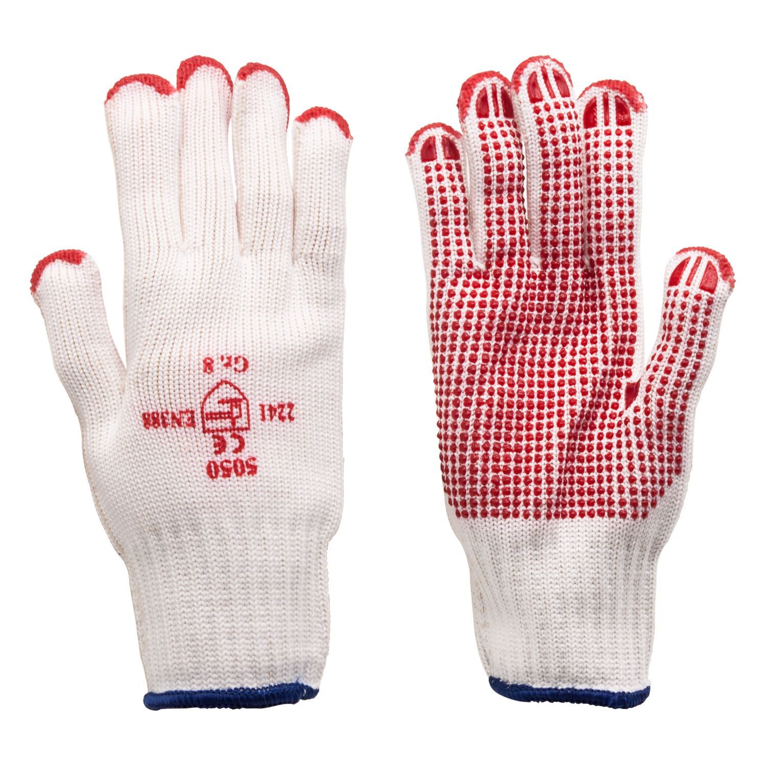 Arbeitshandschuhe Strickhandschuhe K1301 Gr.8 mit PVC-Noppen rot