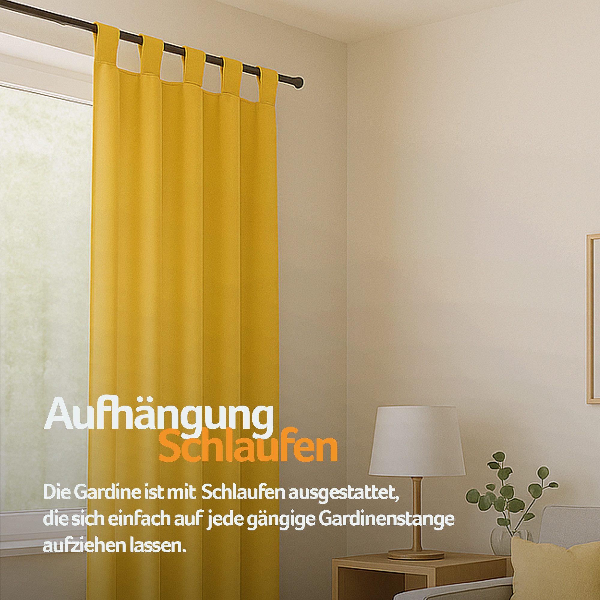 Bestlivings Vorhang "Ellen" mit Schlaufen (1 St), Schlaufen, blickdicht, einfarbig, waschbar bei 30°C, bügelleicht, trocknergeeignet