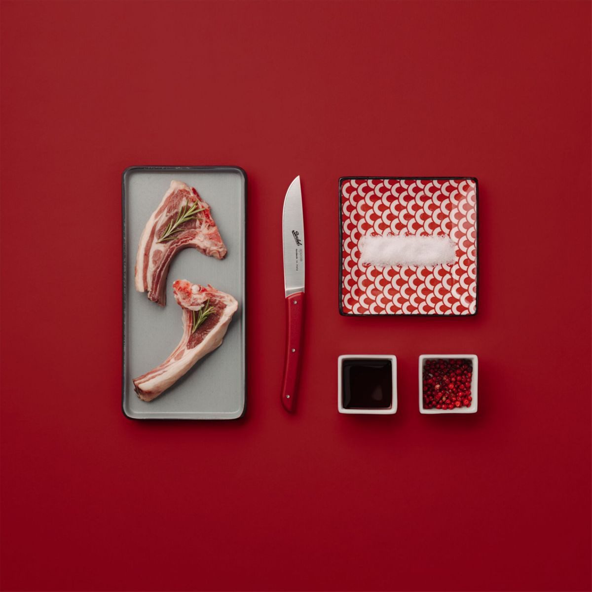 Berkel Besteck-Set Steakmesser-Set 4-tlg. Color rosso, Edelstahl / Kunststoff