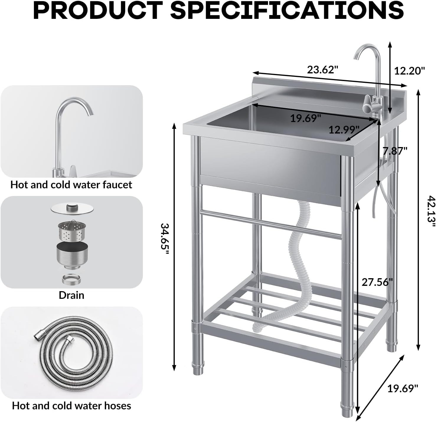 GarveeMore Küchenspüle Edelstahl,Mit 1 Becken Wasserhahn Kalt Und Warmwasse günstig online kaufen