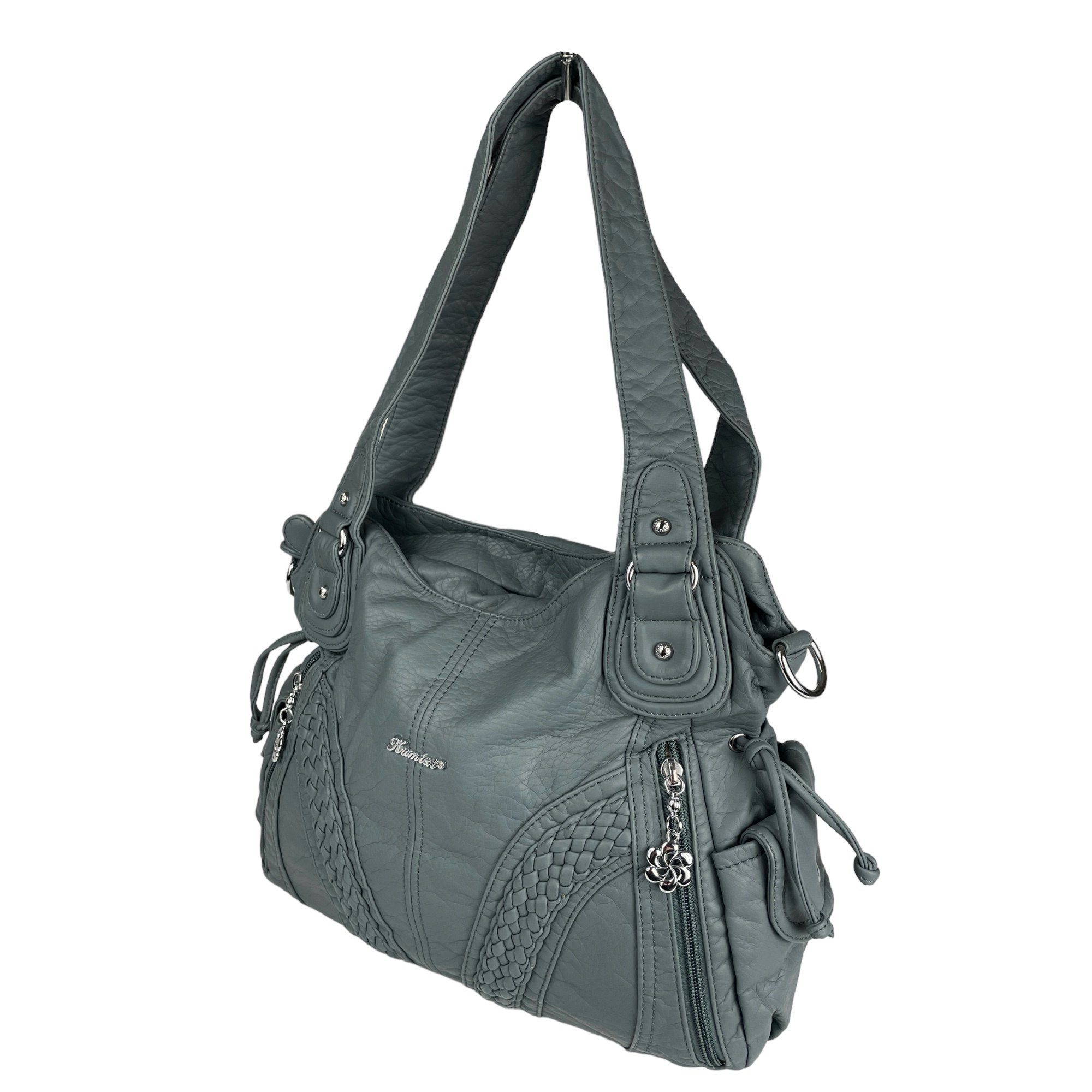 Taschen4life Schultertasche Damen Handtasche 1555-3, Schultertasche mit extra Trageriemen, Alltagstasche