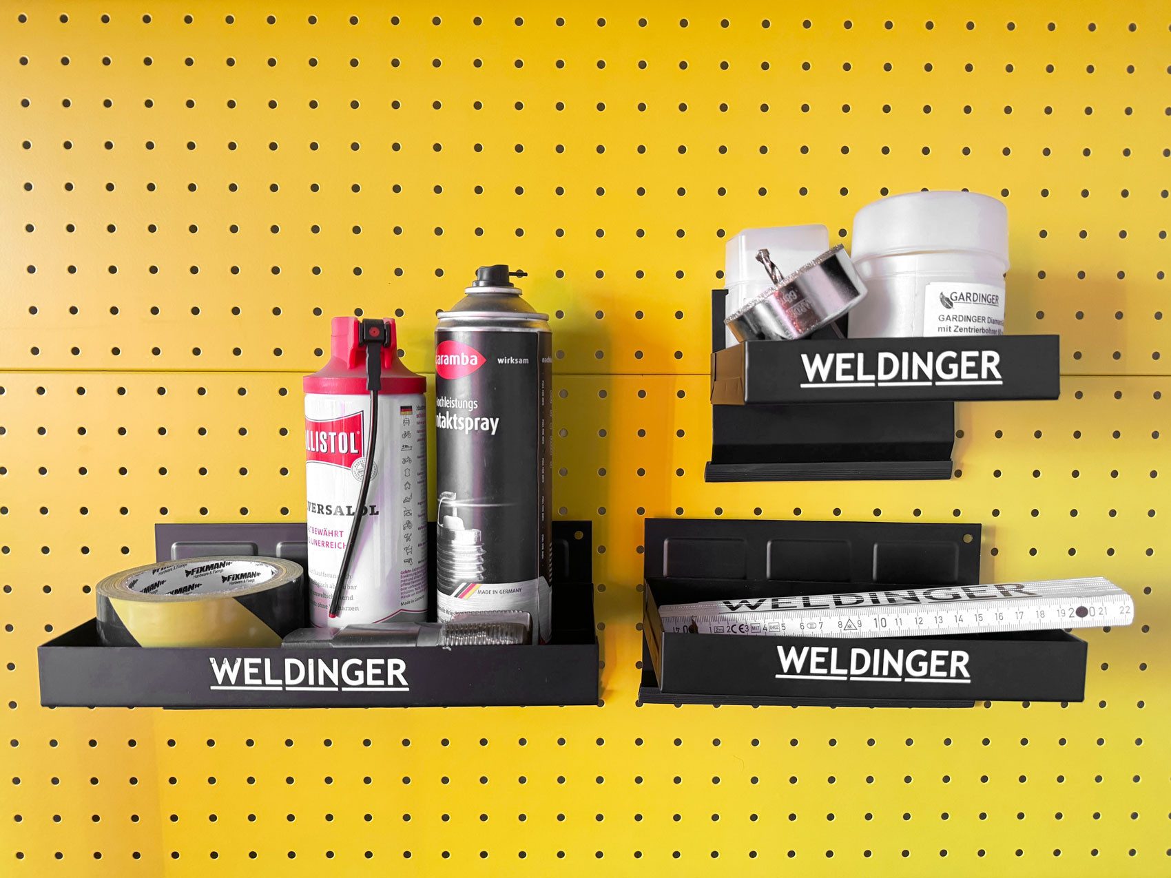 WELDINGER Magnet-Werkzeugleiste 3er-Set Magnetablagen klein, medium, groß für Kleinteile Spraydosen, Set, 3-tlg., magnetische Ablagen, rechteckig