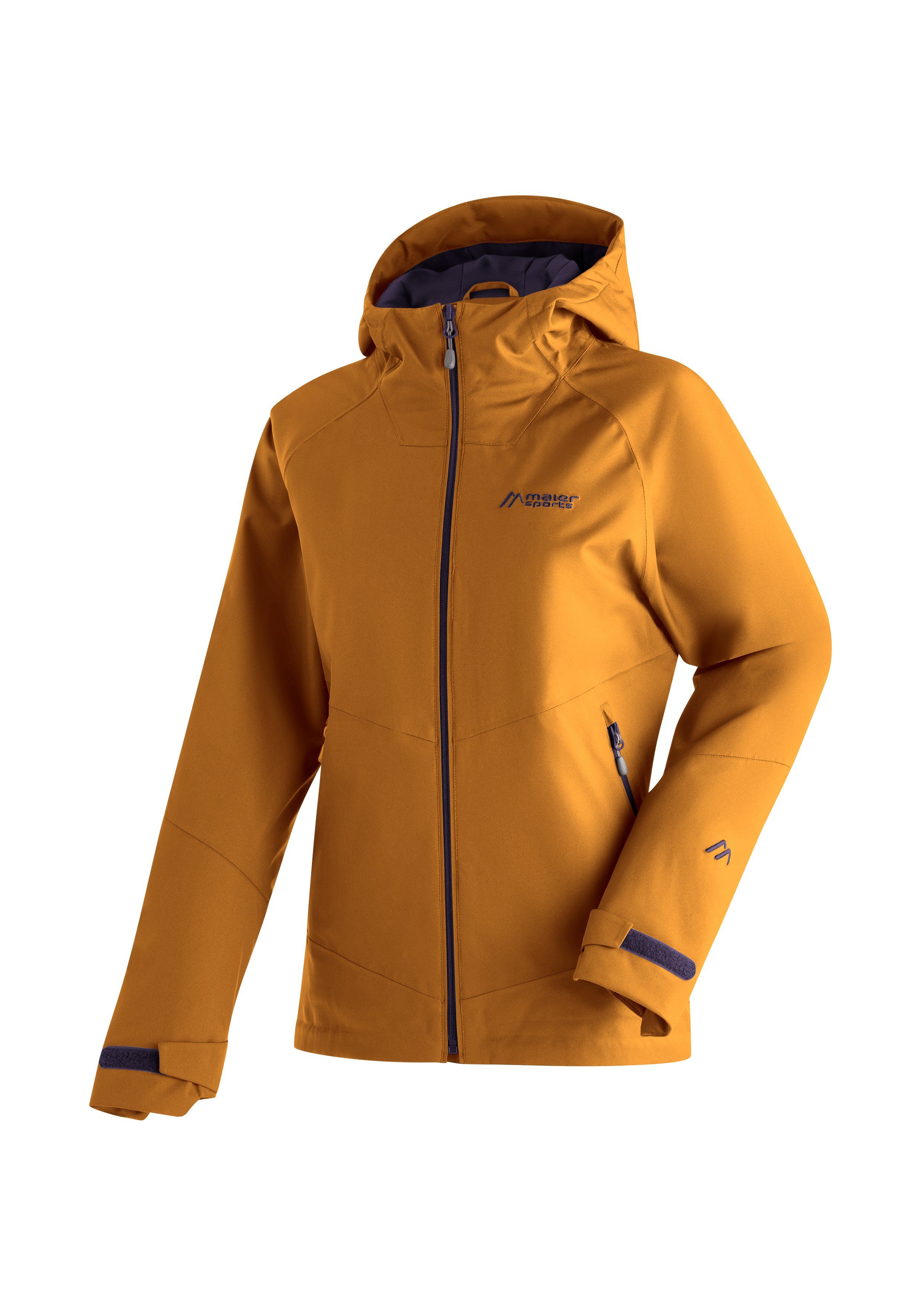 Maier Sports Tipo Outdoorjacke Regenjacke wasserdicht, mit atmungsaktiv W Damen Wanderjacke, Kapuze und hellbraun Solo