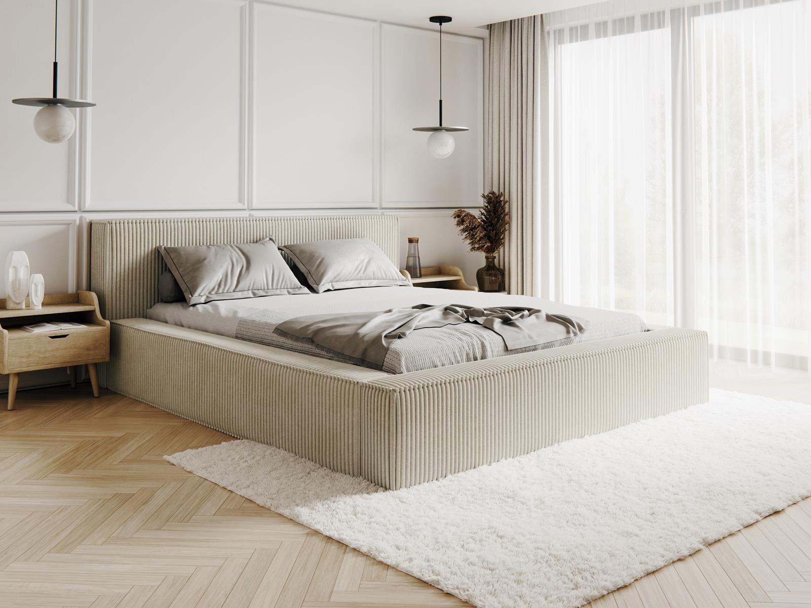 Compleo Polsterbett CORD mit Stauraum ASTA, Modern design (Kostenlose Liefe günstig online kaufen