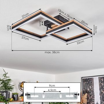 hofstein Deckenleuchte Deckenlampe aus Metall/MDF/Kunststoff in Schwarz/Holzoptik/Weiß, LED fest integriert, 3000 Kelvin, verstellbare Leuchte Länge max. 38, 18 Watt, 2100 Lumen, 3000 Kelvin