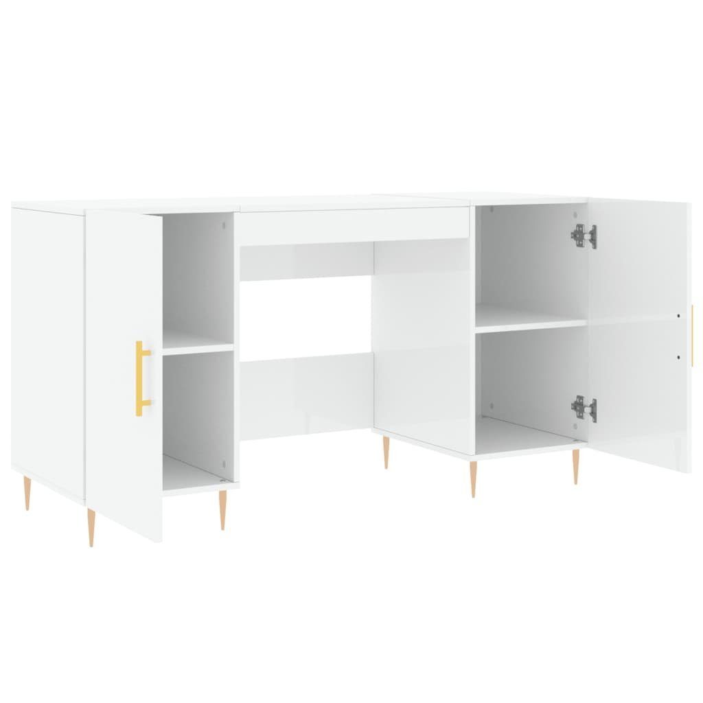 furnicato Schreibtisch cm Holzwerkstoff Hochglanz-Weiß 140x50x75