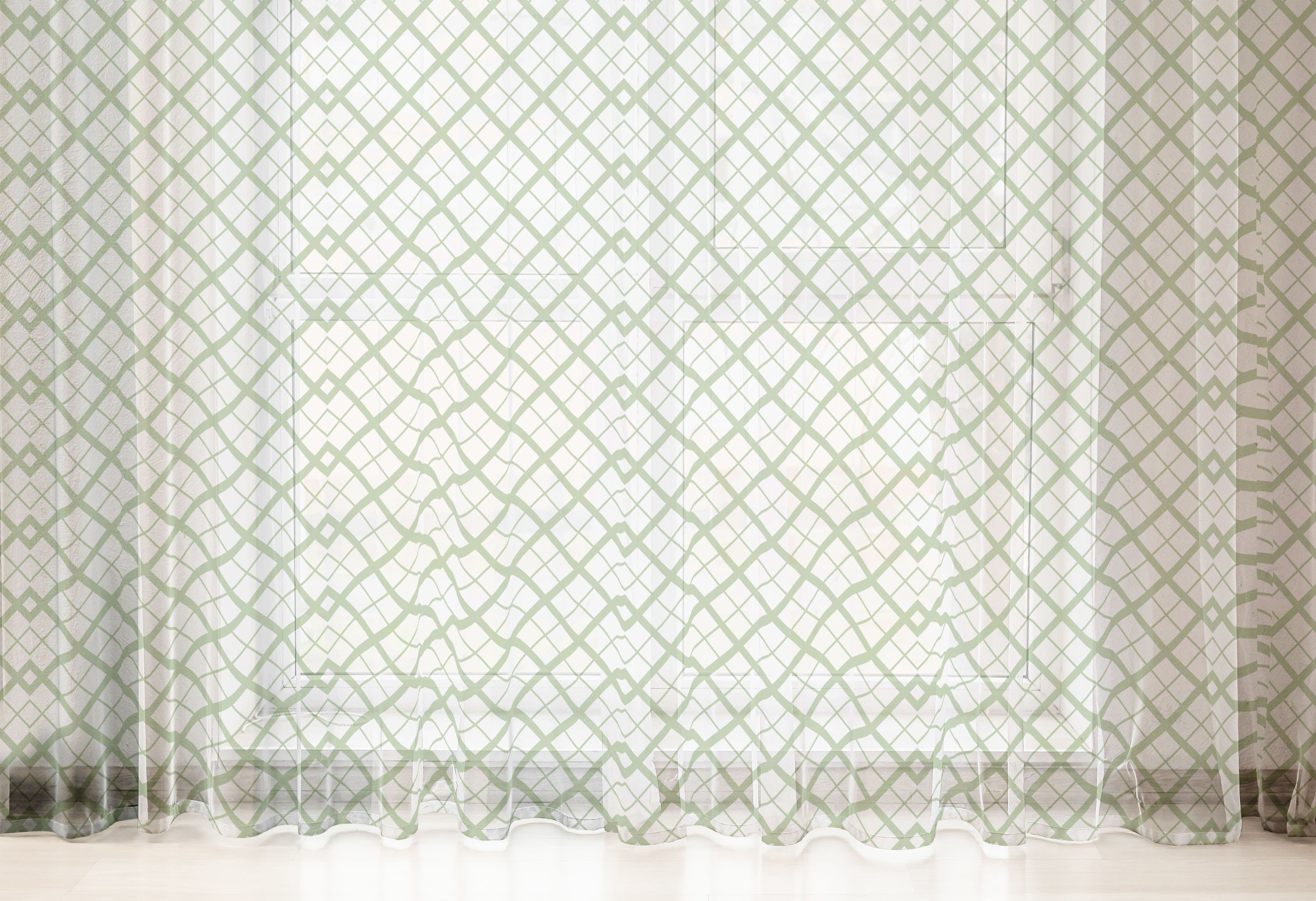 2 Gardine Retro Grün Formen für Hochzeit Panels, quadratische schiere Abakuhaus, Party Tile Drapierung