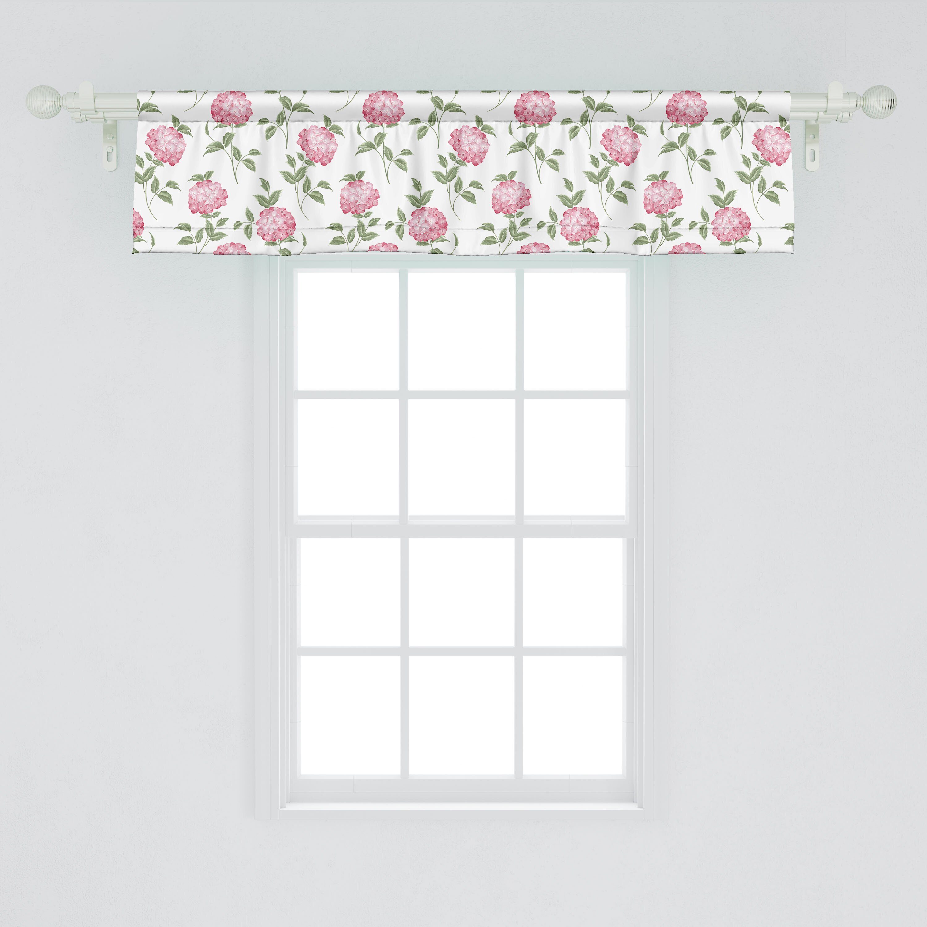 Simplistic Blume Küche Floral Schlafzimmer Vorhang Stangentasche, mit Hydrangea Dekor Abakuhaus, Volant Microfaser, für Scheibengardine