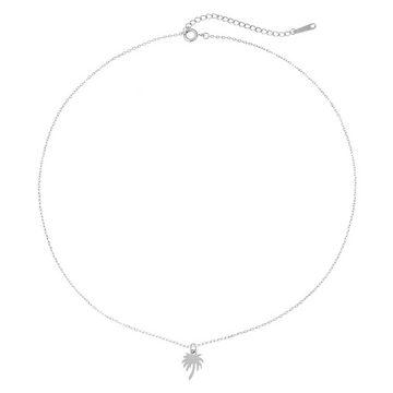 Made by Nami Kette mit Anhänger Halsketten mit Anhänger Edelstahl Frauen Herz Palme Sonne, Karabiner-Verschluss Choker-Kette Filigrane Gliederkette