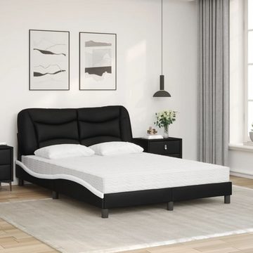 vidaXL Bett Bett mit Matratze Schwarz und Weiß 120x200 cm Kunstleder