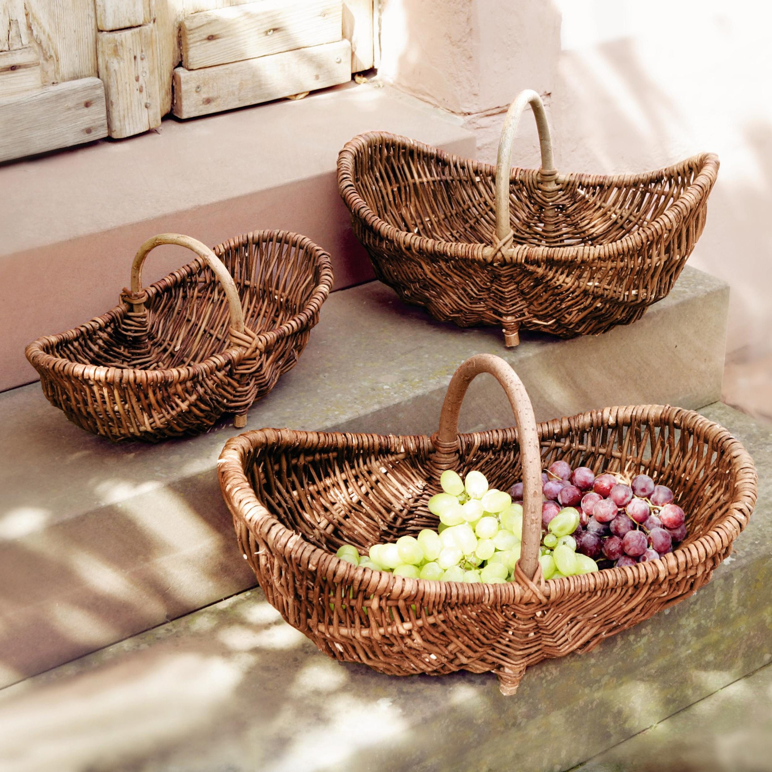 Frank Flechtwaren Aufbewahrungskorb, Korb Holzbügel groß, Körbe