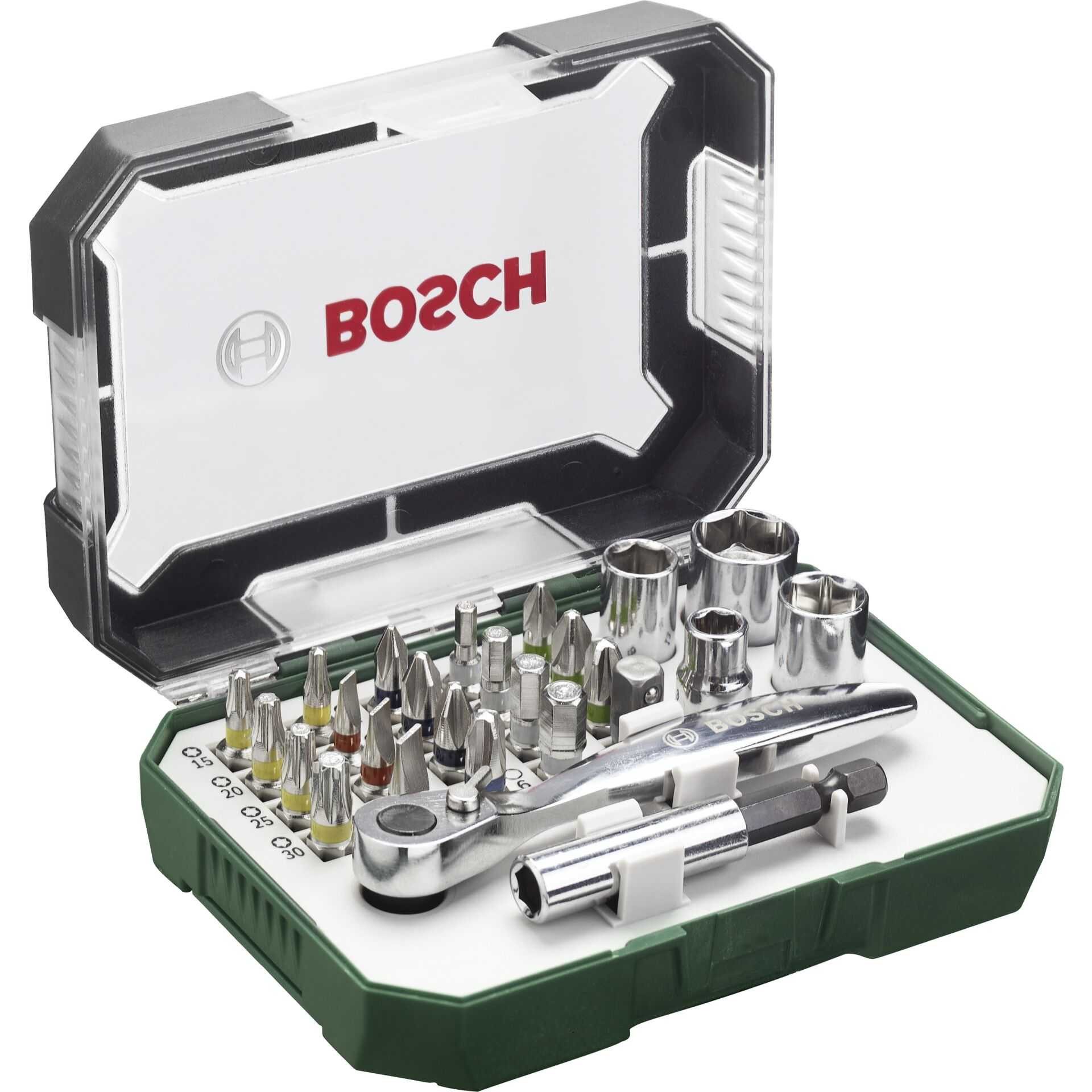Werkzeugset Bosch - Knarrenschraubendreher mit Bit-Satz - 26 Stücke - in Koffer
