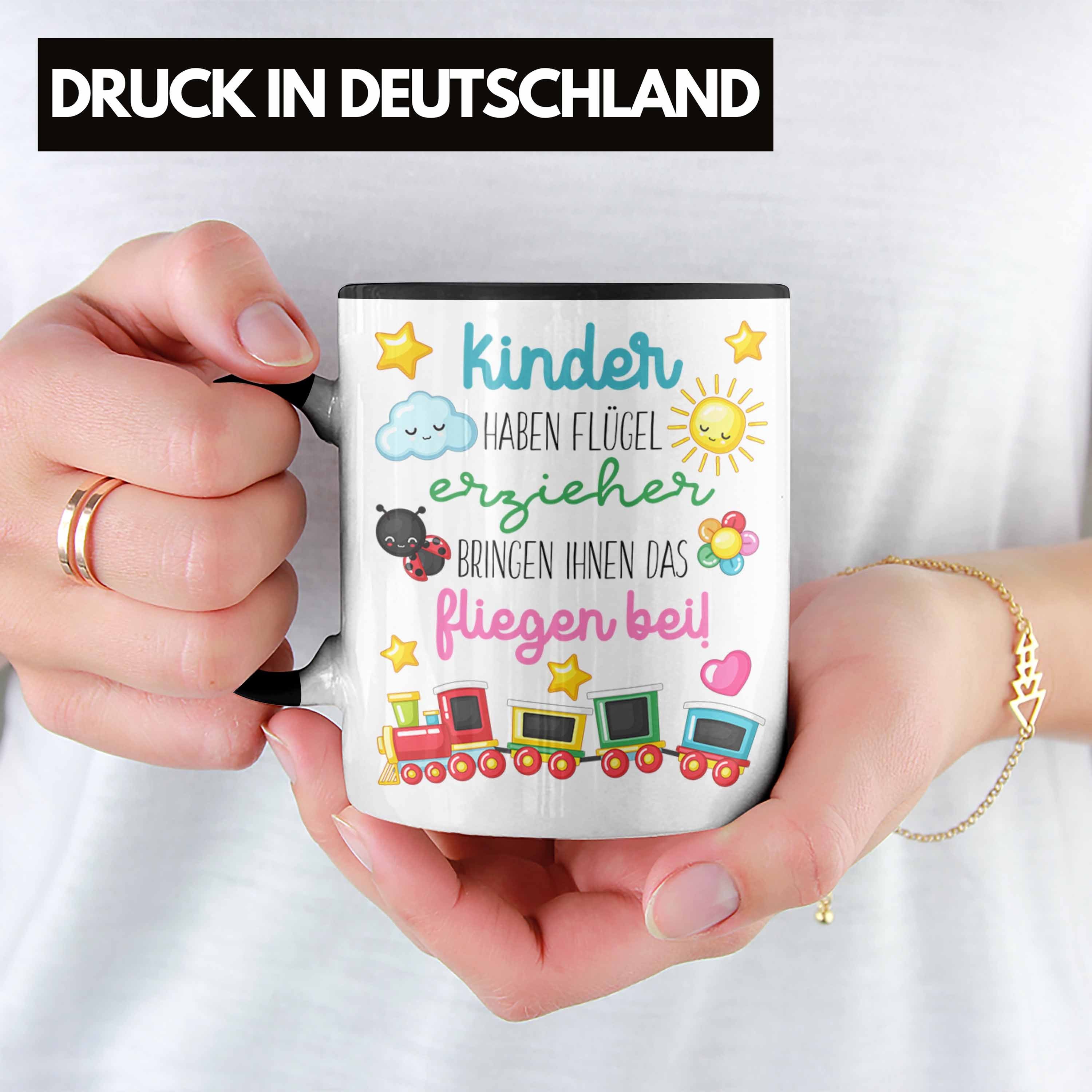 Schwarz Danke Abschiedsgeschenk - Trendation Beste Tasse Flügel Spruch Kindergärtnerin Trendation Dankeschön Tasse Erzieherin Geschenk