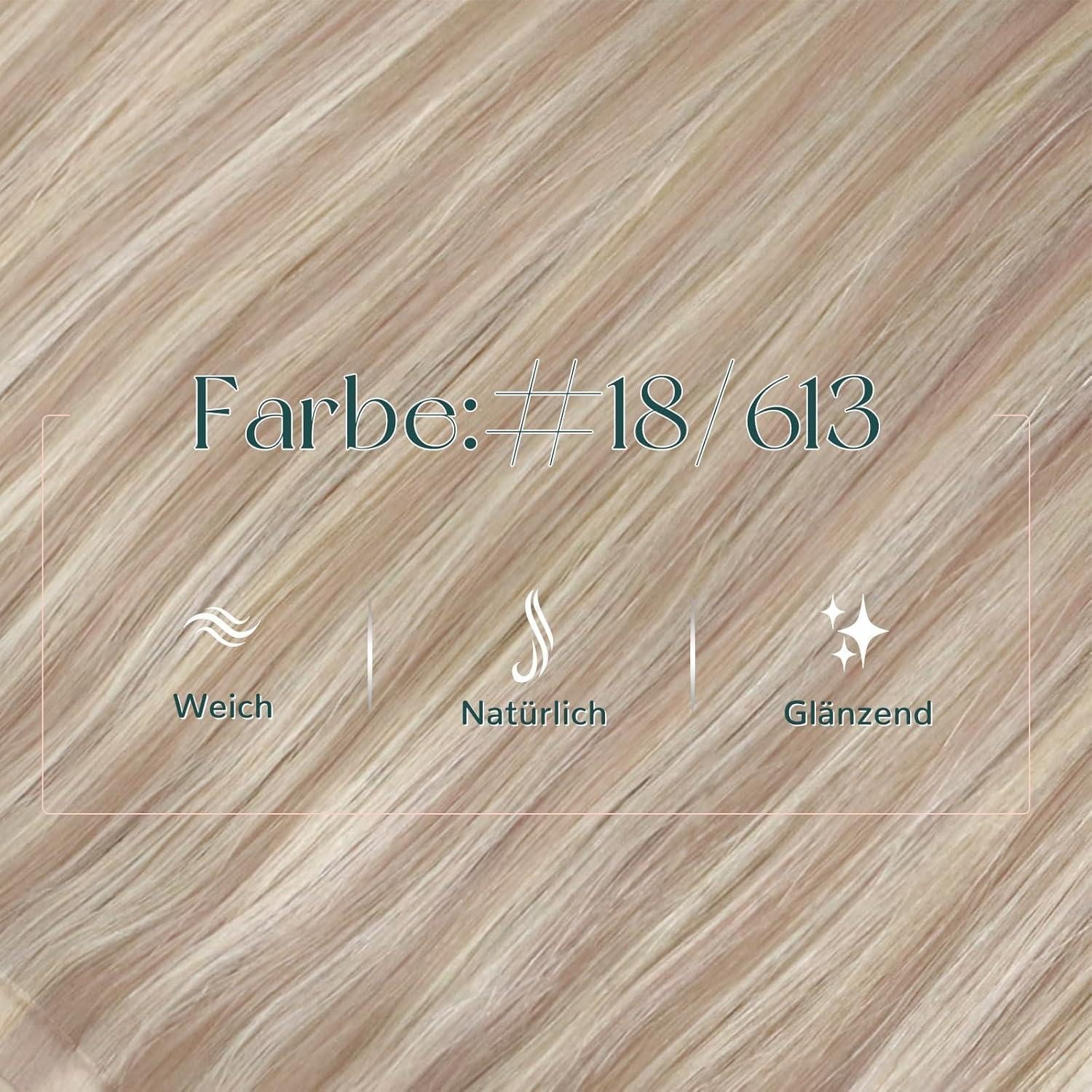 LuxusKollektion Echthaar-Extension Haarverlängerungen Weft Echthaar Blond Ashblond 45 cm 2-8 BFHW#P18 613