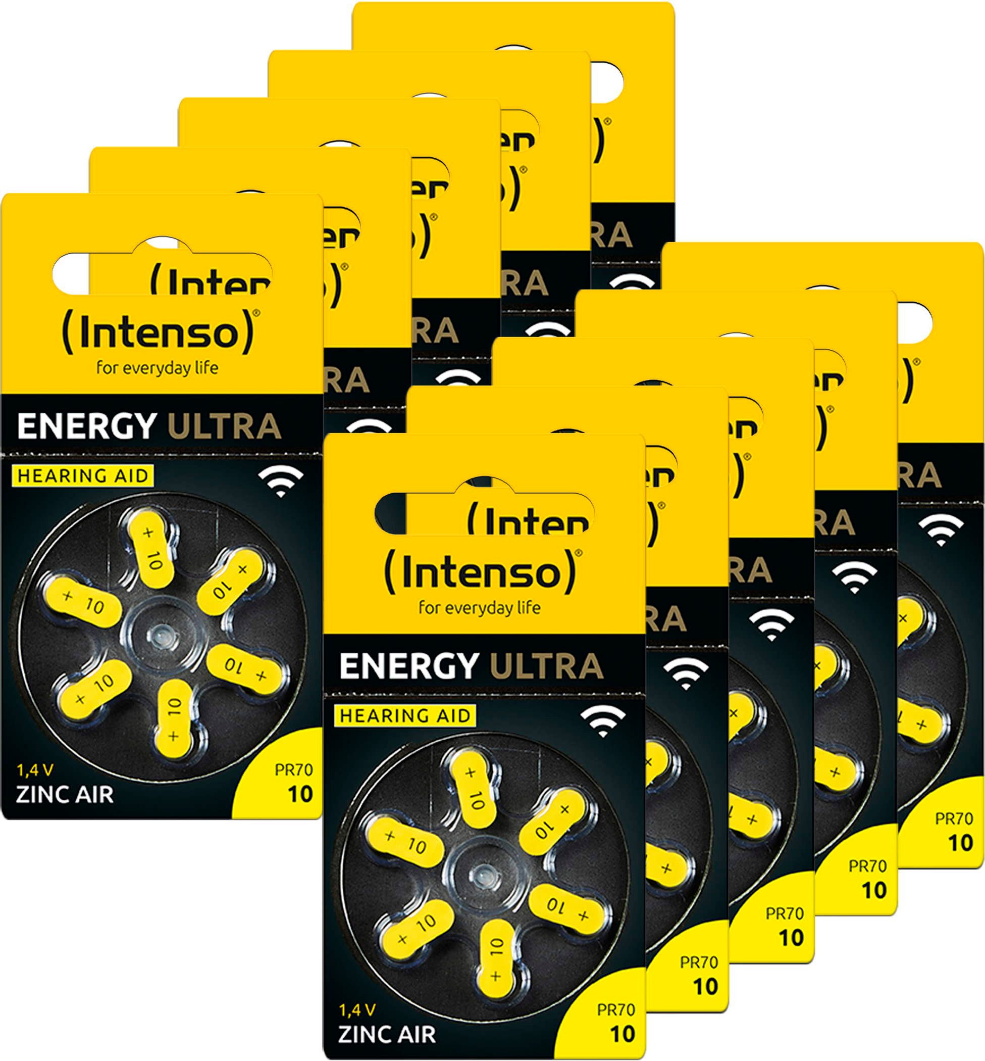 Intenso 60 Energy Ultra Typ 10 Zink-Luft Hörgerätebatterien im 6er Blister Knopfzelle