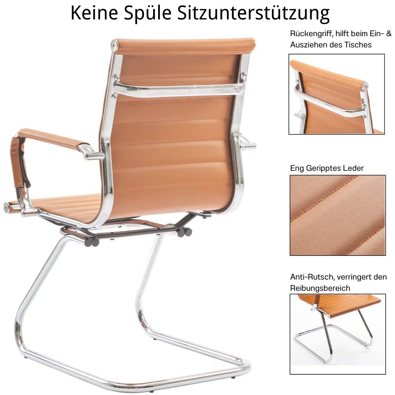 WAHSON OFFICE CHAIRS Bürostuhl 2 PU-Leder-Freischwinger Besucherstühle mit Chromgestell