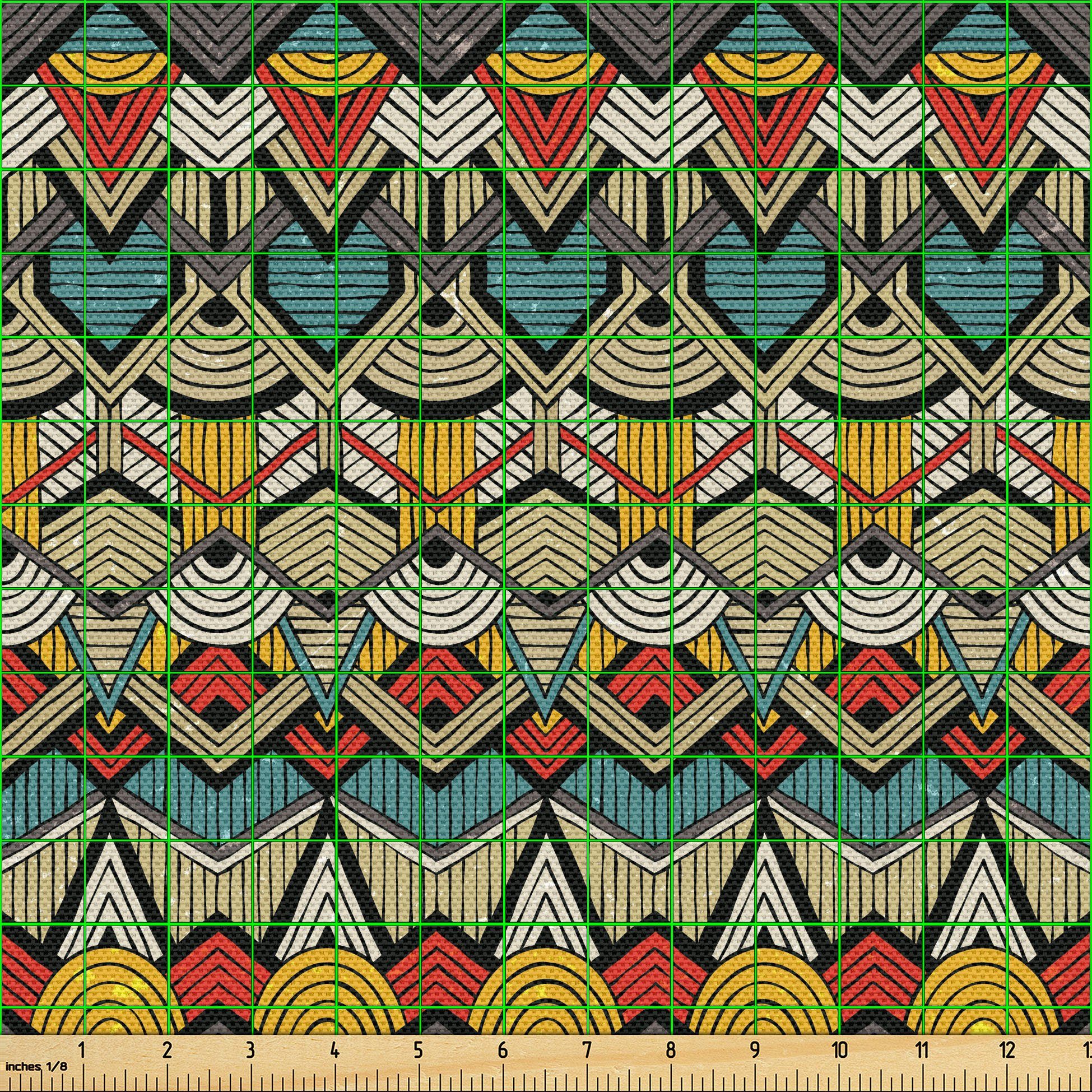 Thumbnail - Abakuhaus Stoff Schön Gewebten Stoff für Polster und Wohnaccessoires, afrikanisch Volkskunst Sharp Motive